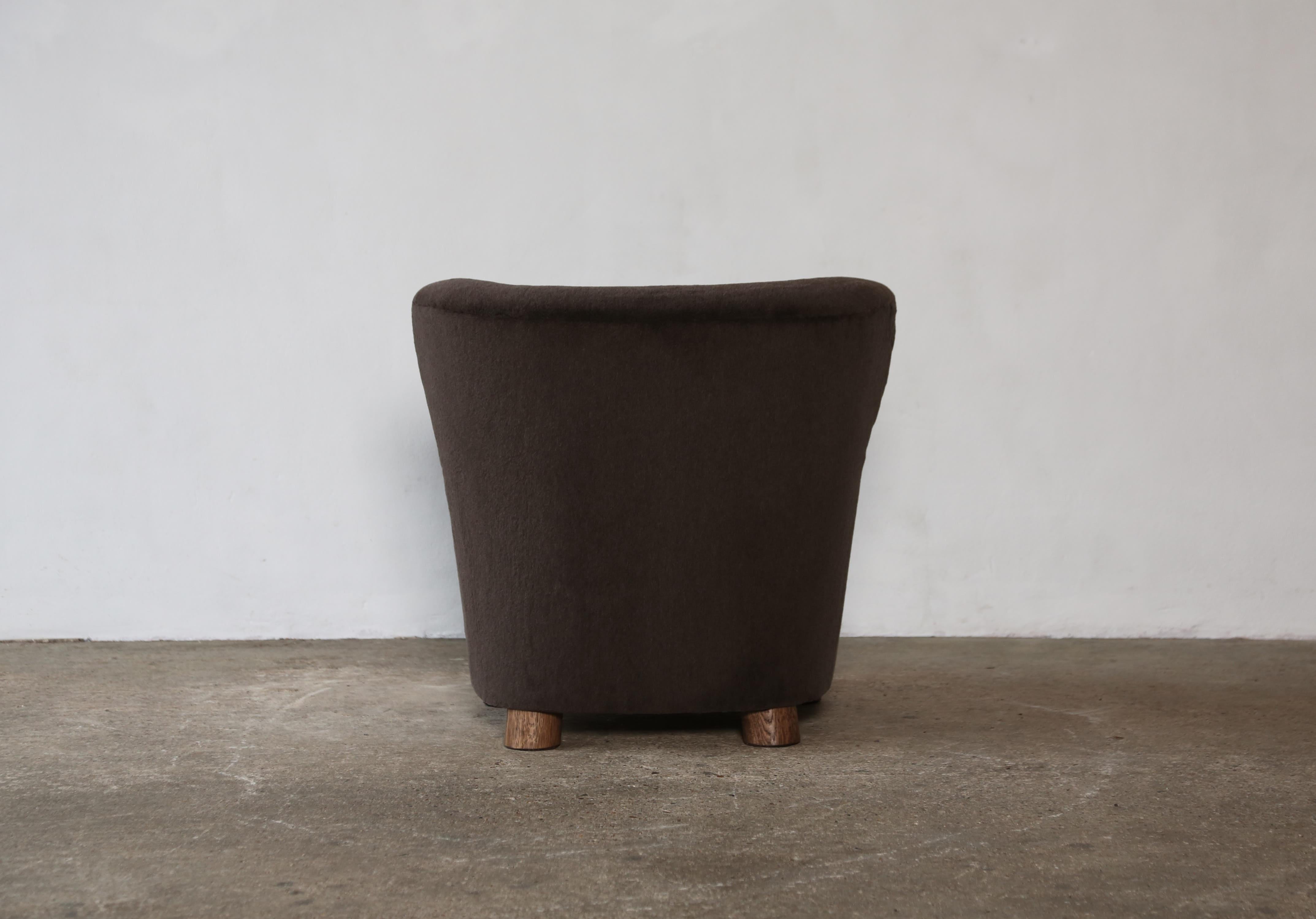 Pair of Lounge Chairs / Armchairs, Upholstered in Pure Alpaca For Sale 12