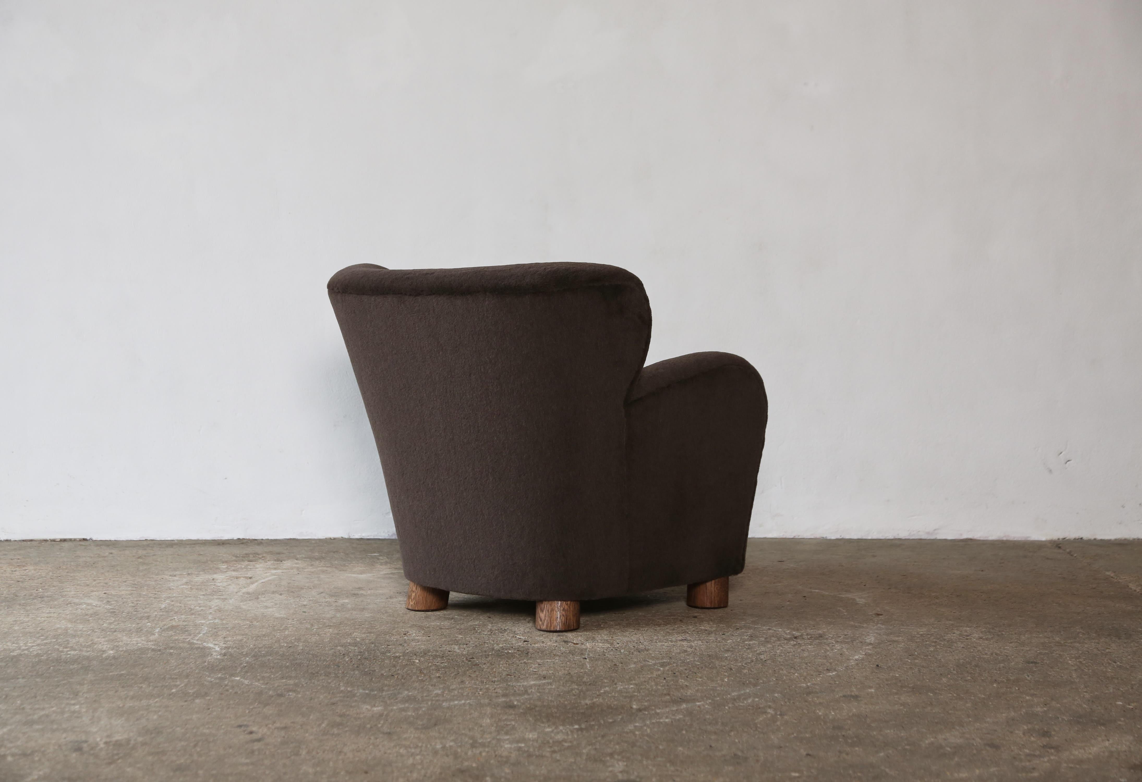 Pair of Lounge Chairs / Armchairs, Upholstered in Pure Alpaca For Sale 14