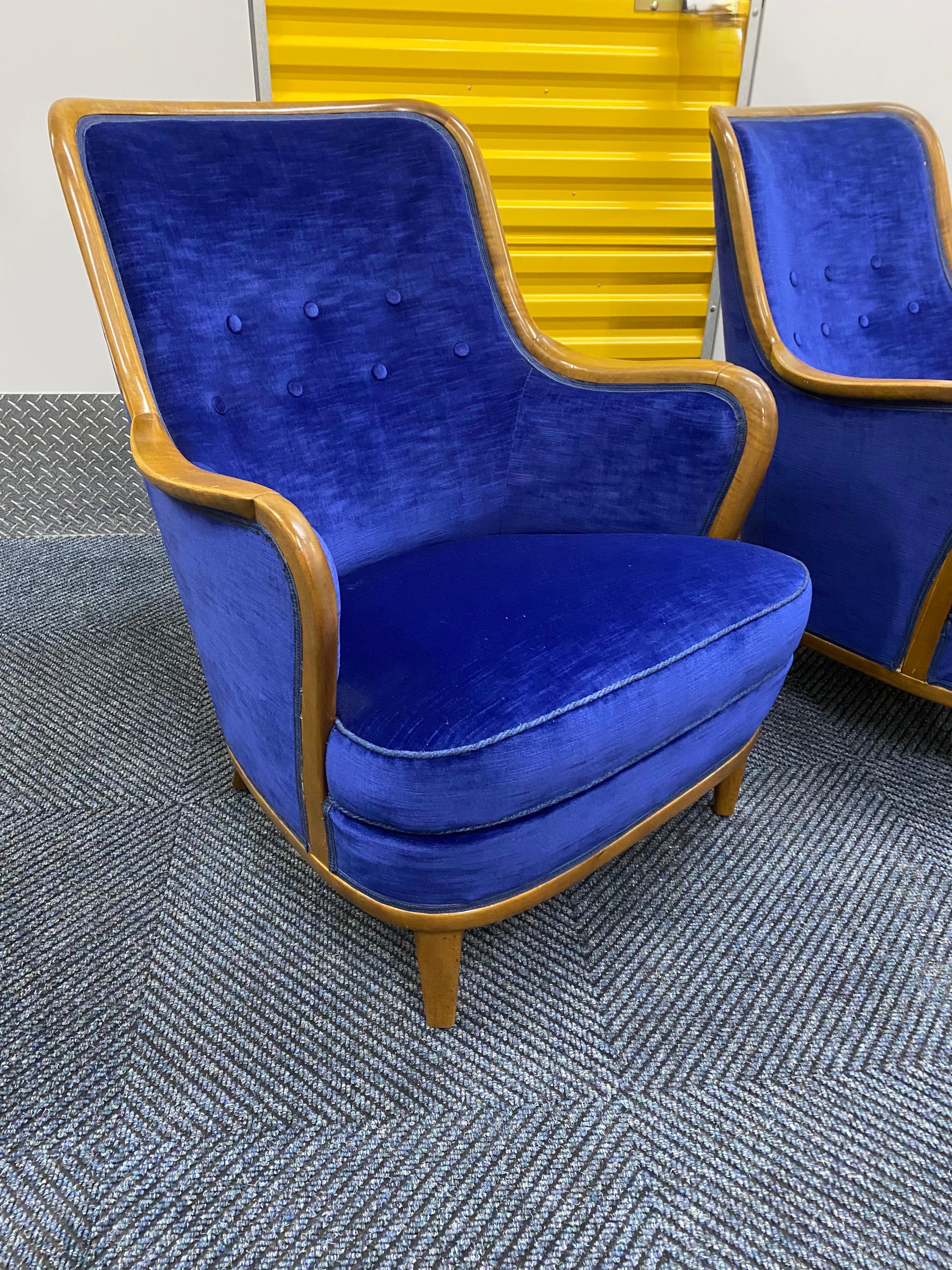 Scandinavian Modern Pair of Lounge chairs attributed to Axel Larsson For Sale