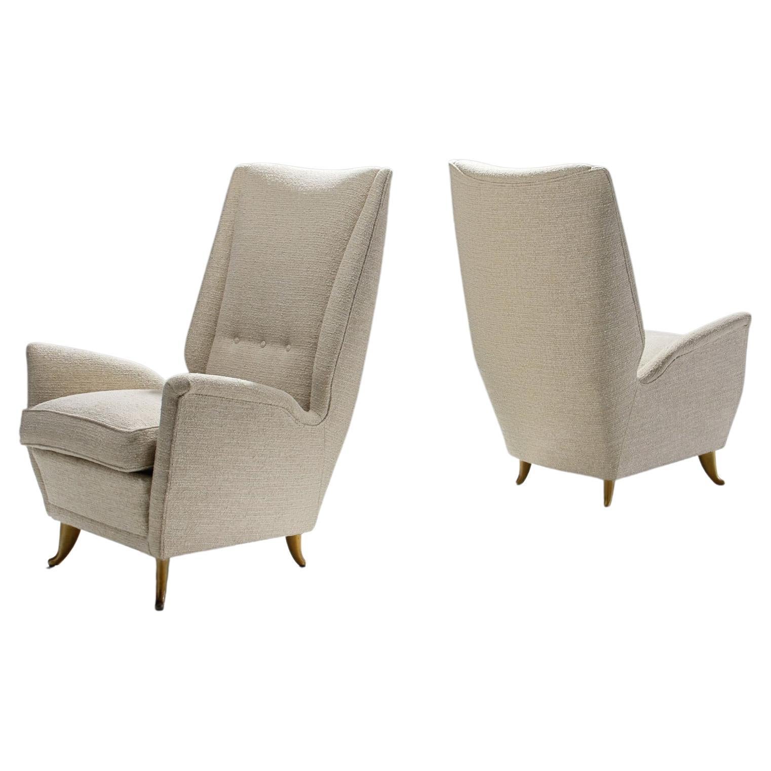 Pair of Lounge Chairs Attributed to Gio Ponti for ISA Bergamo, Italy 1950s For Sale