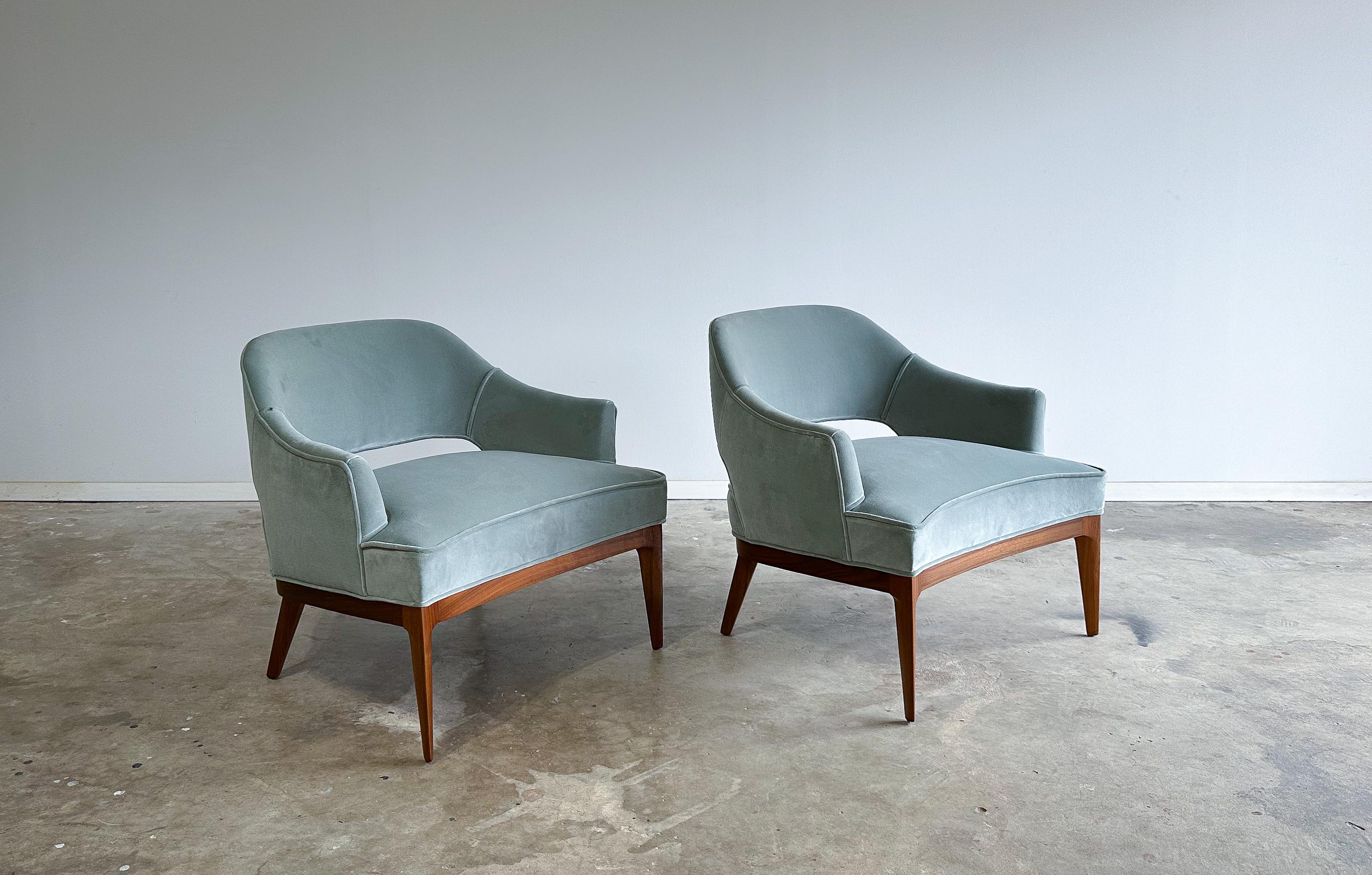 Mid-Century Modern Pair of Lounge Chairs Attributed to Harvey Probber, Erwin Lambeth, 1960s For Sale