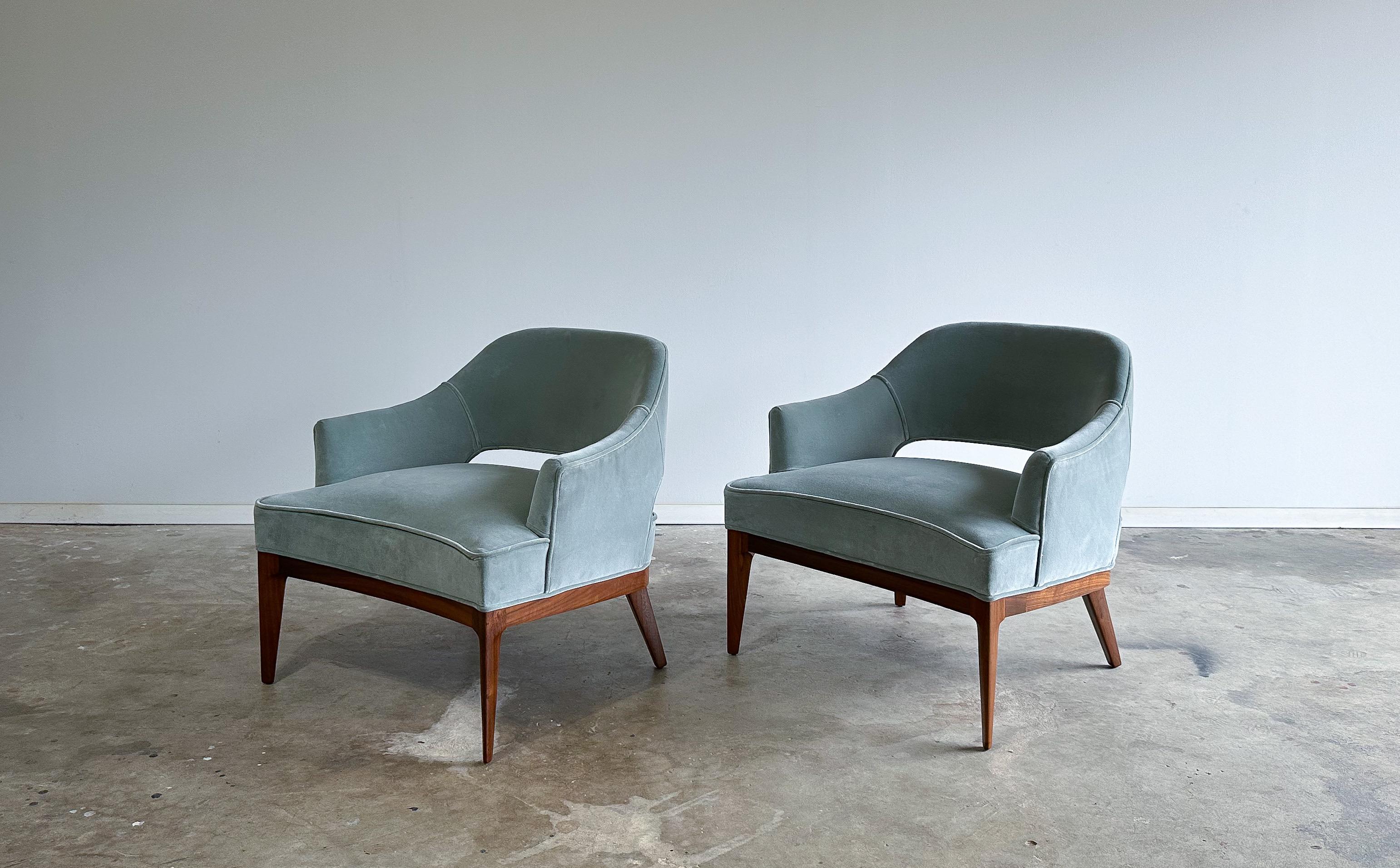 American Pair of Lounge Chairs Attributed to Harvey Probber, Erwin Lambeth, 1960s For Sale