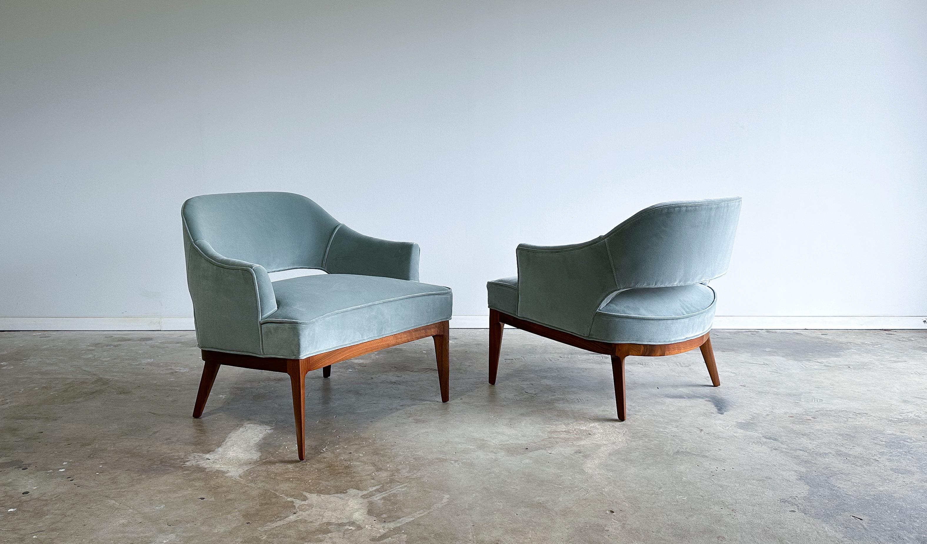 Mid-20th Century Pair of Lounge Chairs Attributed to Harvey Probber, Erwin Lambeth, 1960s For Sale