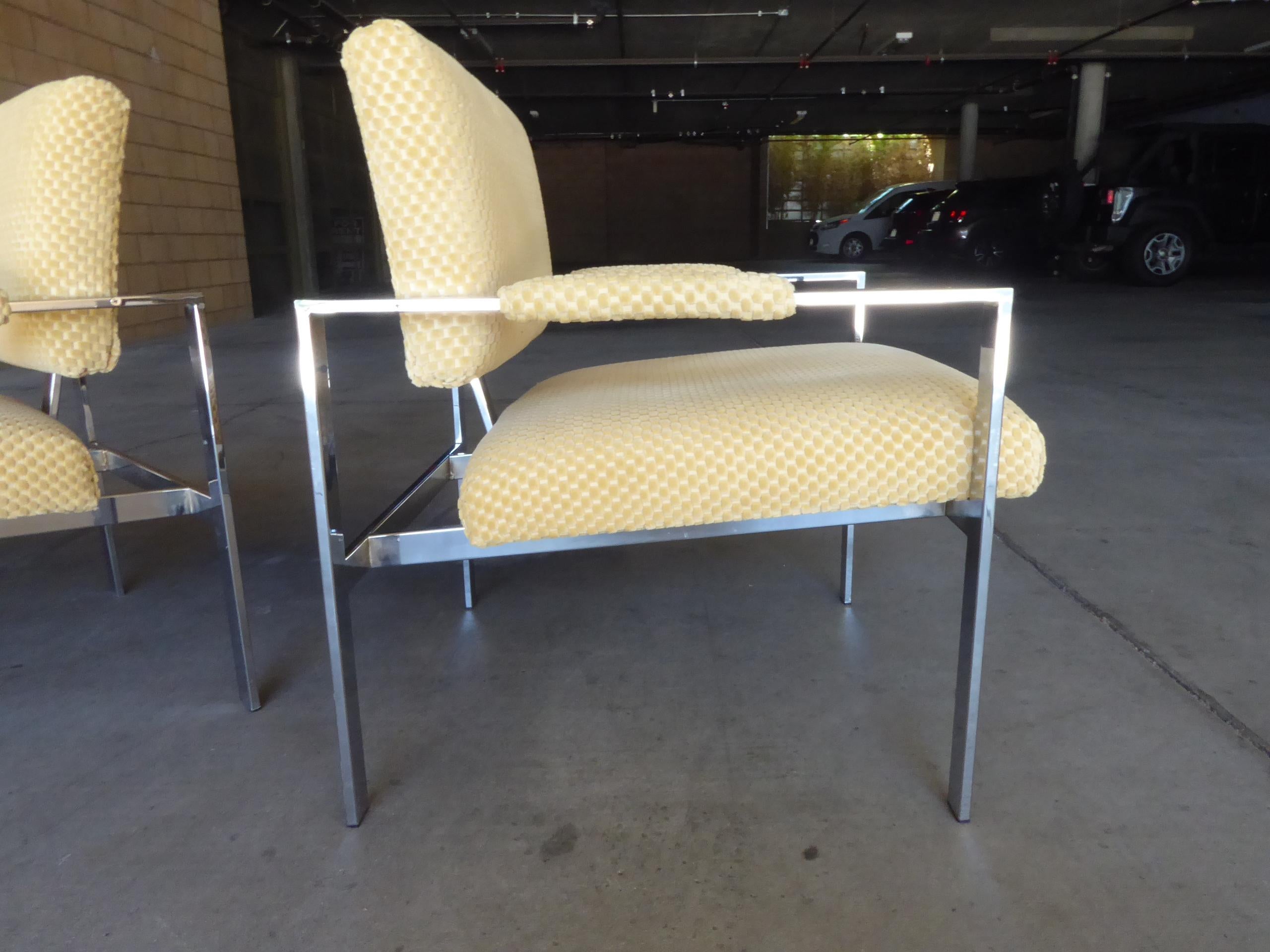Chrome Pair of Lounge Chairs Attributed to Harvey Probber for Thayer Coggin