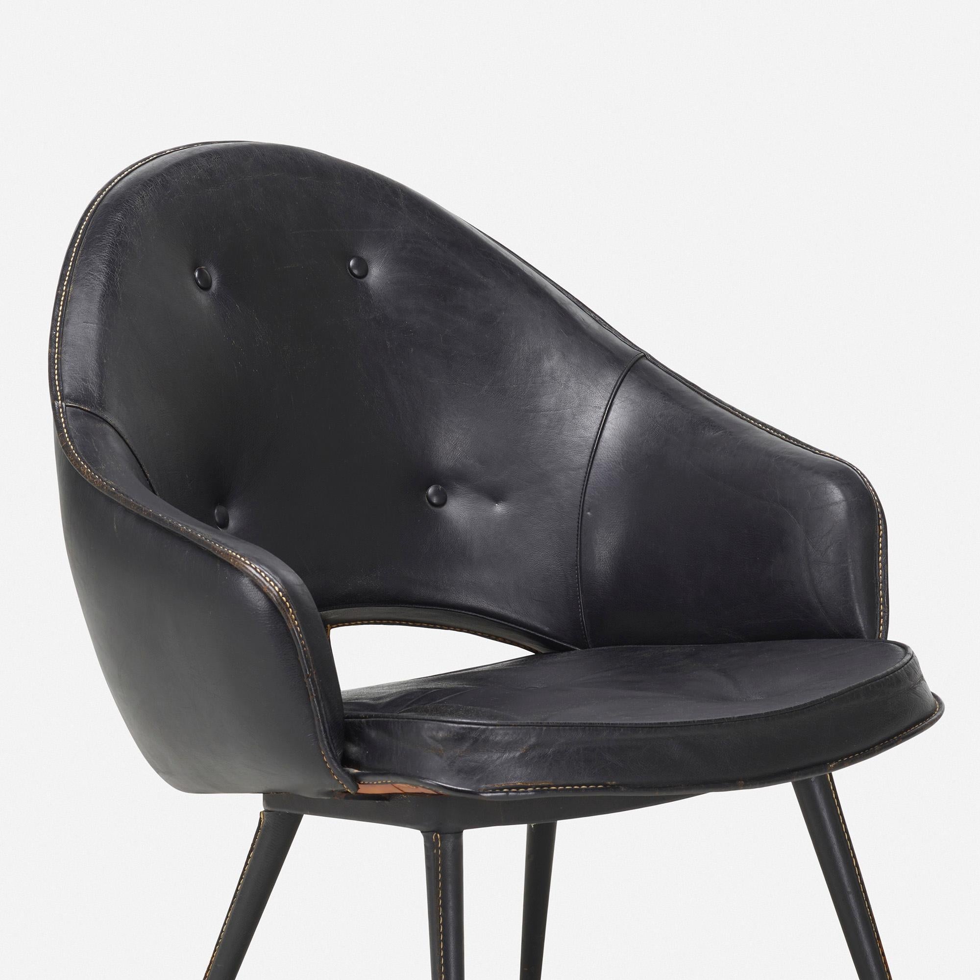 French Pair of Lounge Chairs Attributed to Jacques Adnet