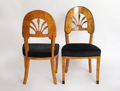 Pair Of Lounge Chairs, Balloon Back With Palmettes, Birch, 1800