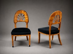 Pair Of Lounge Chairs, Balloon Back With Palmettes, Birch, 1800