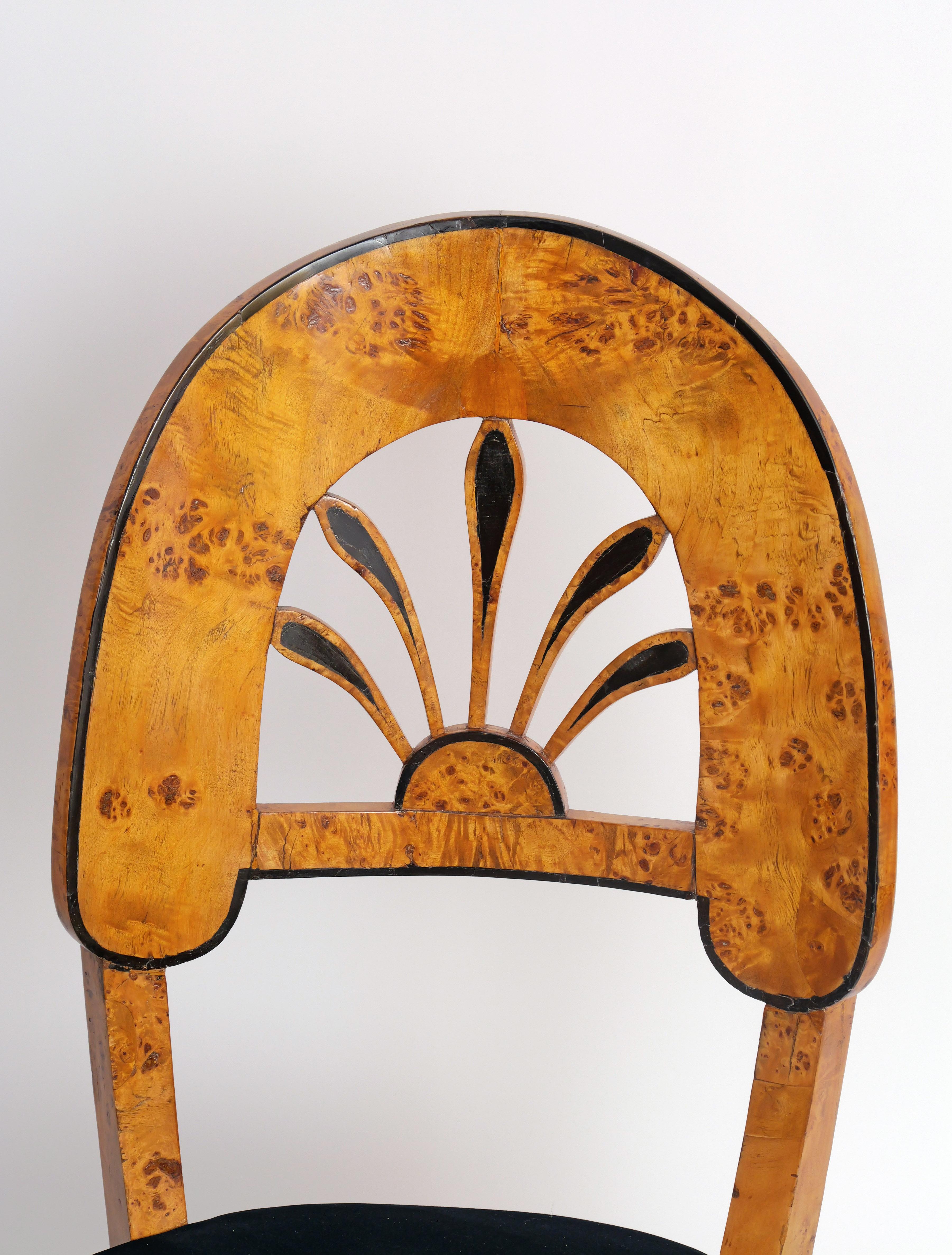 Pareja De Sillas De Salón, Respaldo Globo Con Palmetas, Abedul, 1800 siglo XIX en venta
