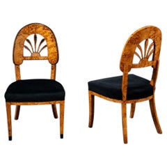 Pair Of Lounge Chairs, Balloon Back With Palmettes, Birch, 1800