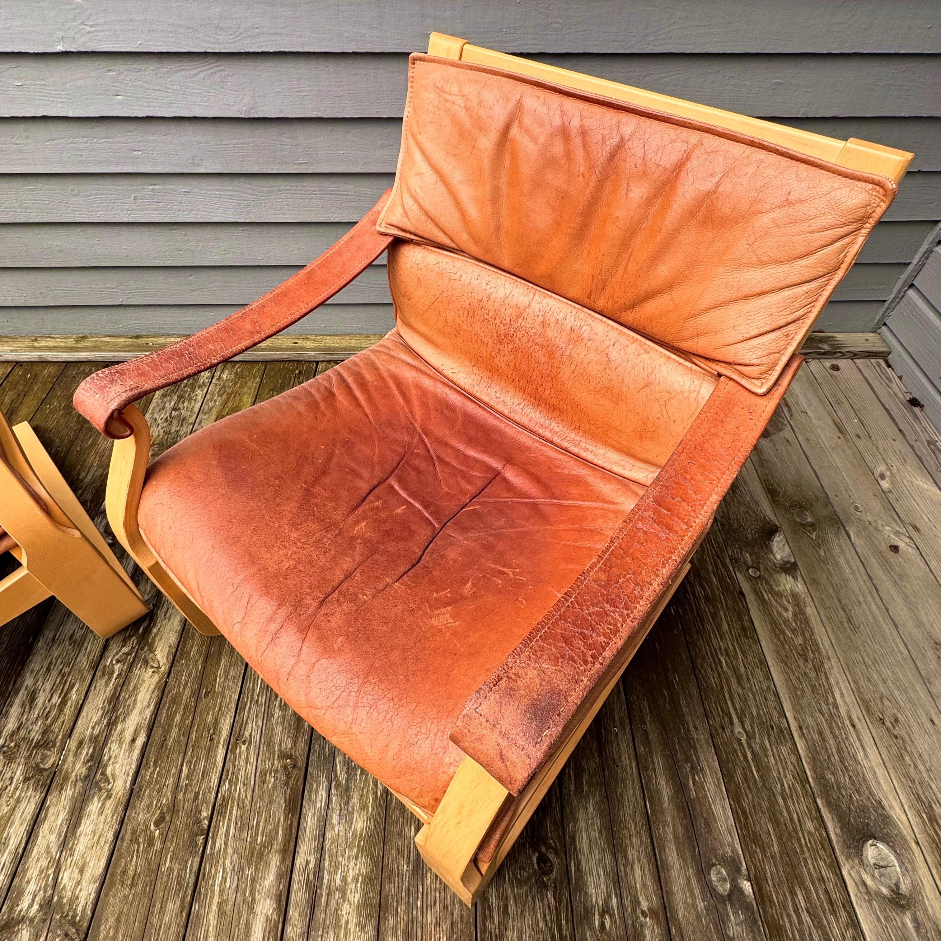 Pair of lounge chairs by Åke Fribytter for Nelo Kroken For Sale 5