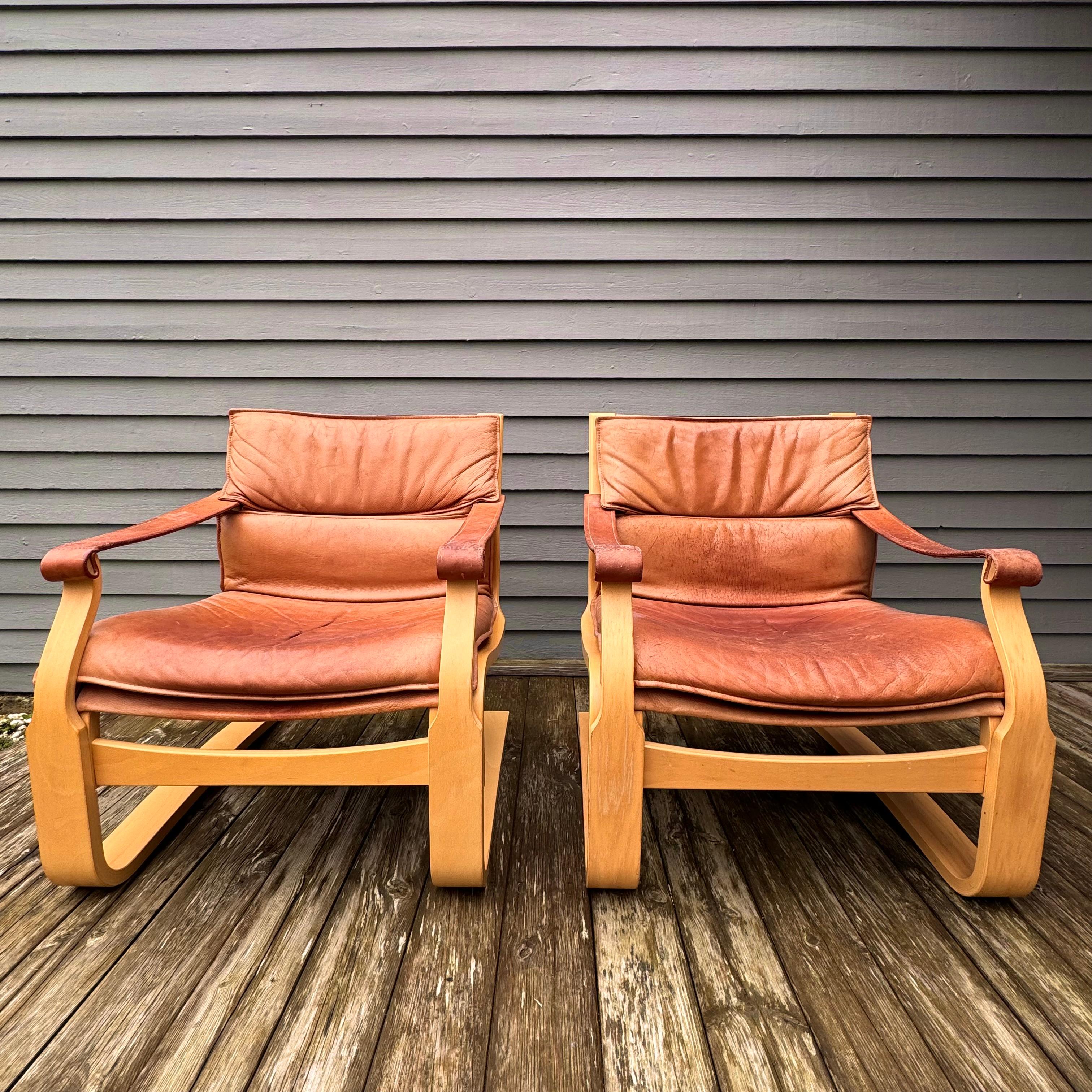 Pair of lounge chairs by Åke Fribytter for Nelo Kroken In Good Condition For Sale In Genarp, SE