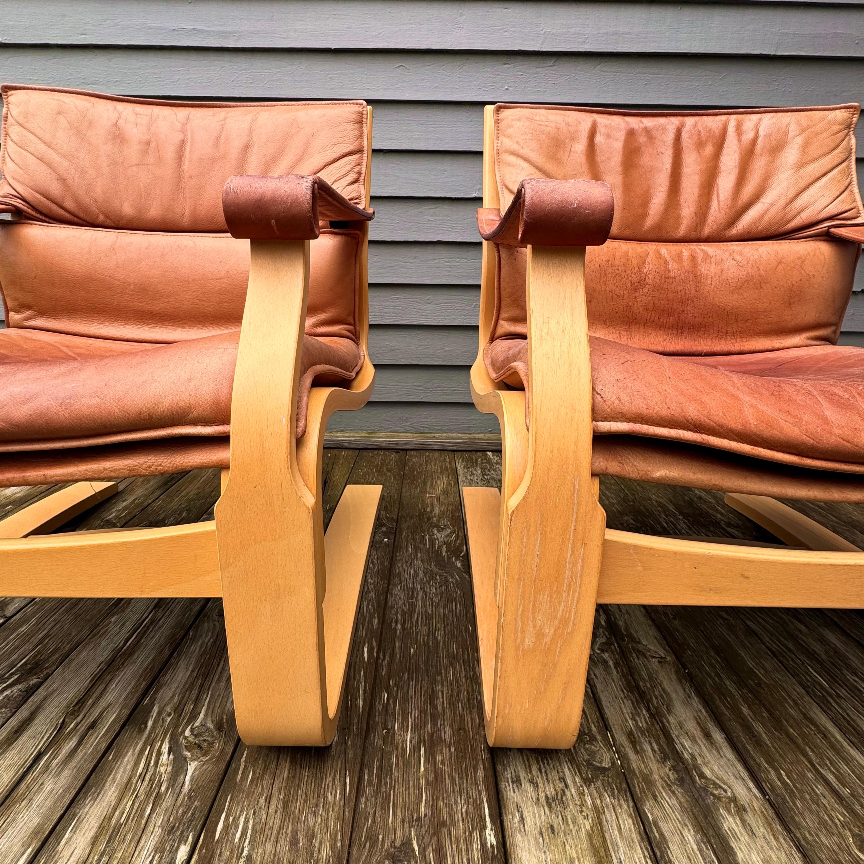 Late 20th Century Pair of lounge chairs by Åke Fribytter for Nelo Kroken For Sale