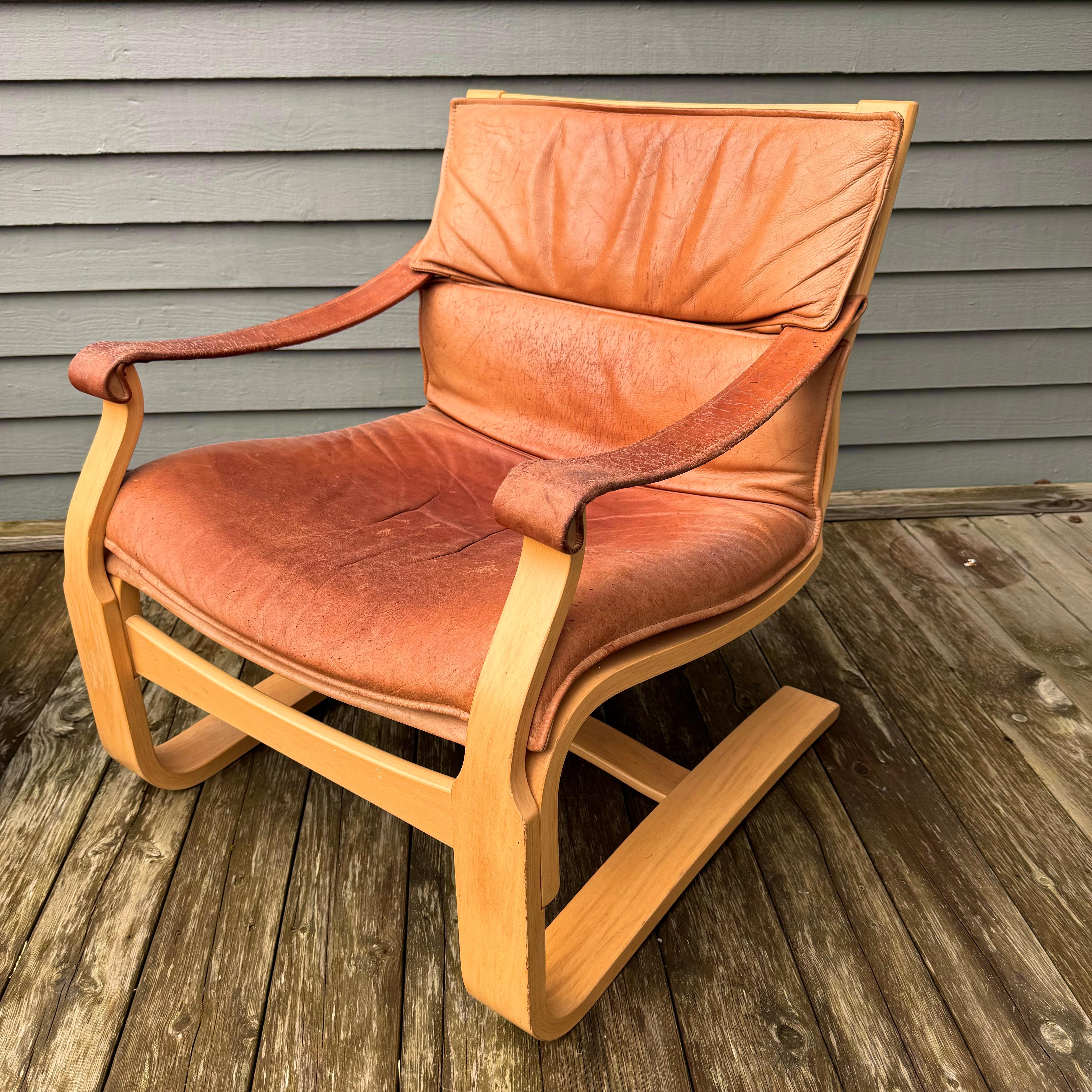 Leather Pair of lounge chairs by Åke Fribytter for Nelo Kroken For Sale