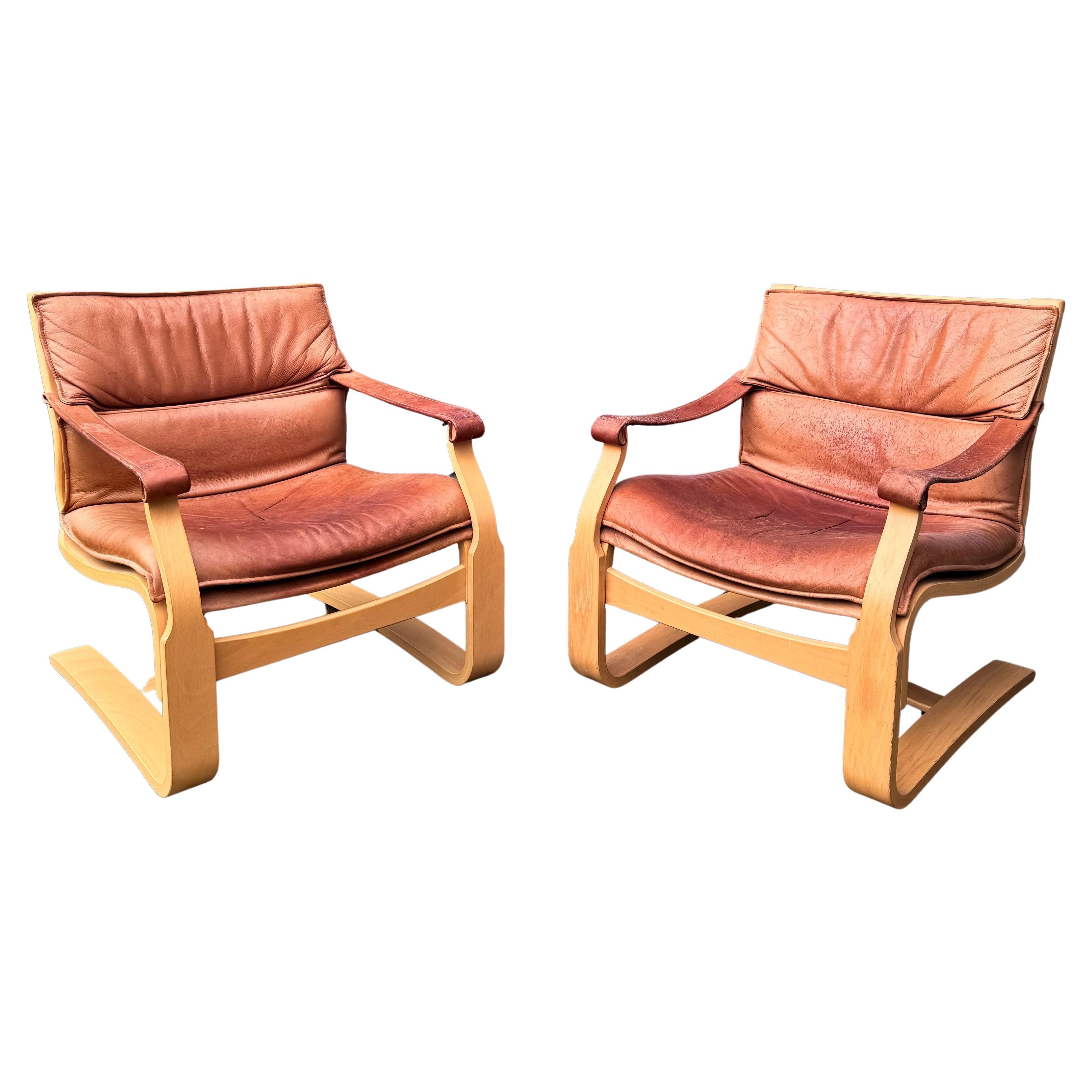Pair of lounge chairs by Åke Fribytter for Nelo Kroken For Sale