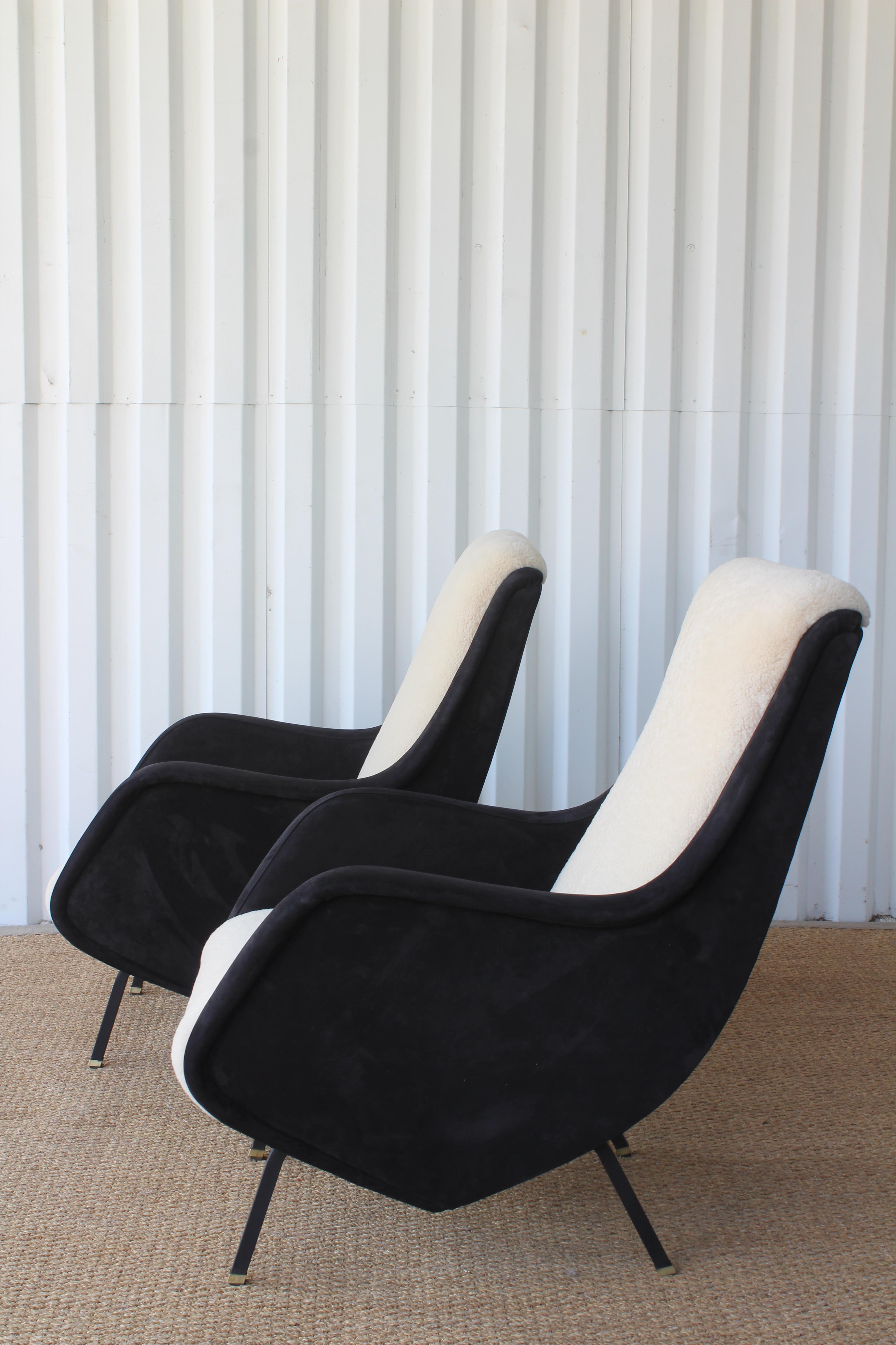 Pair of Lounge Chairs by Aldo Morbelli for ISA Bergamo, Italy, 1950s 3