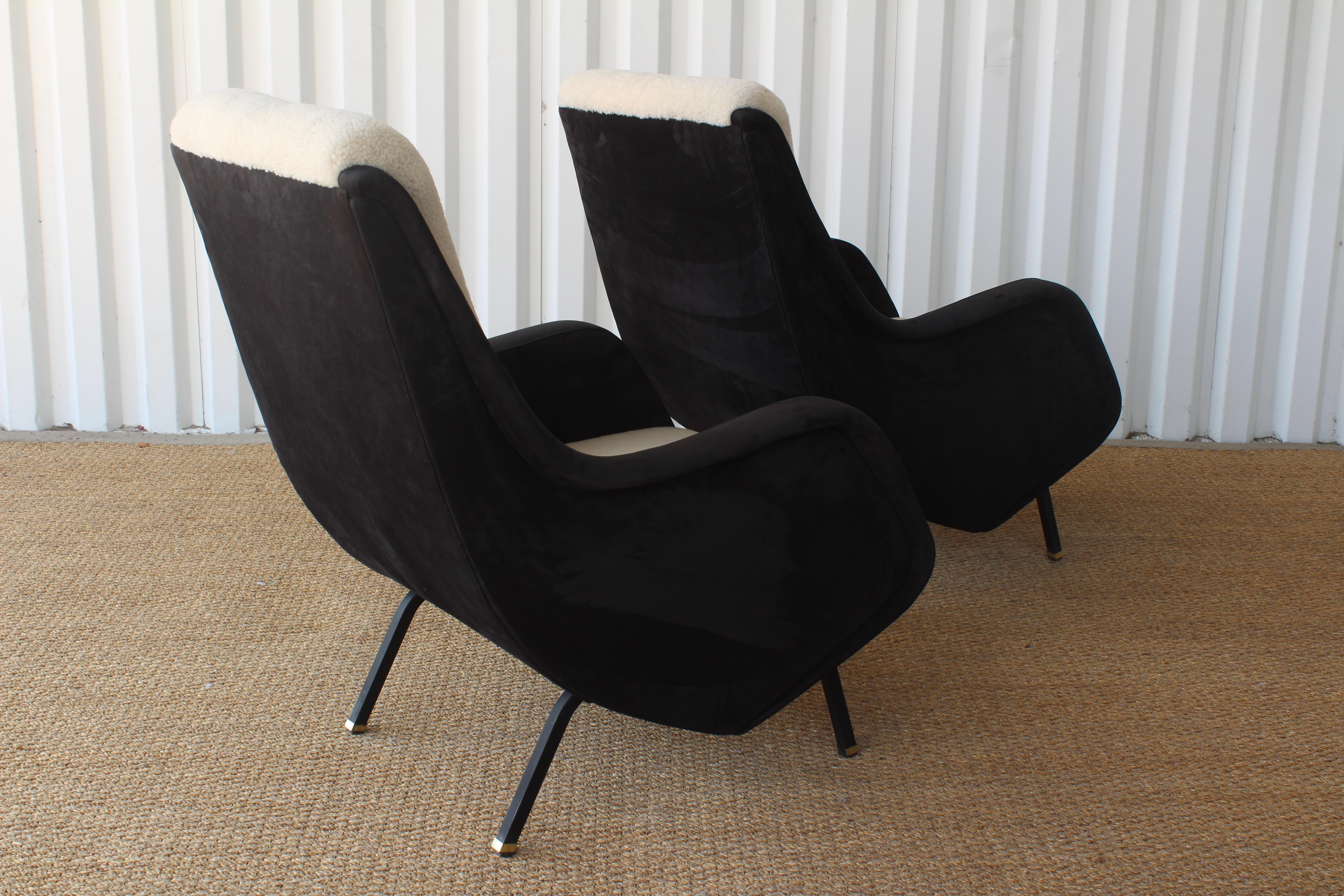 Pair of Lounge Chairs by Aldo Morbelli for ISA Bergamo, Italy, 1950s 8