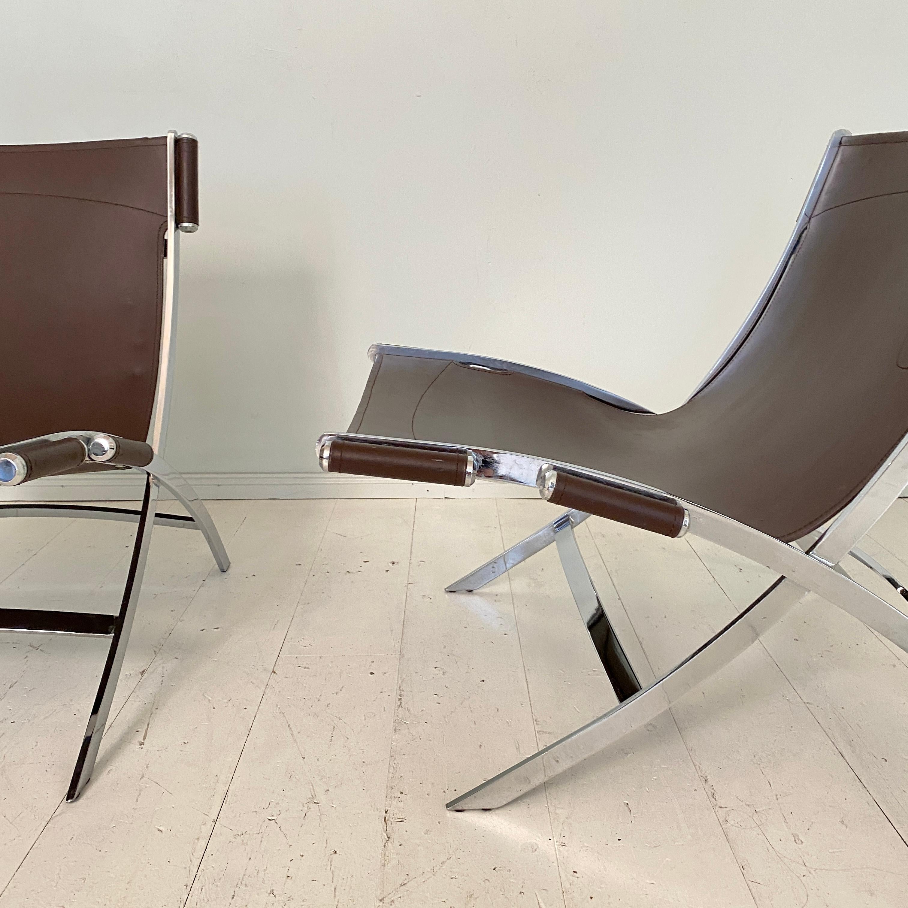 Pair of Lounge Chairs by Antonio Citterio in Chrome and Leather for Flexform 4