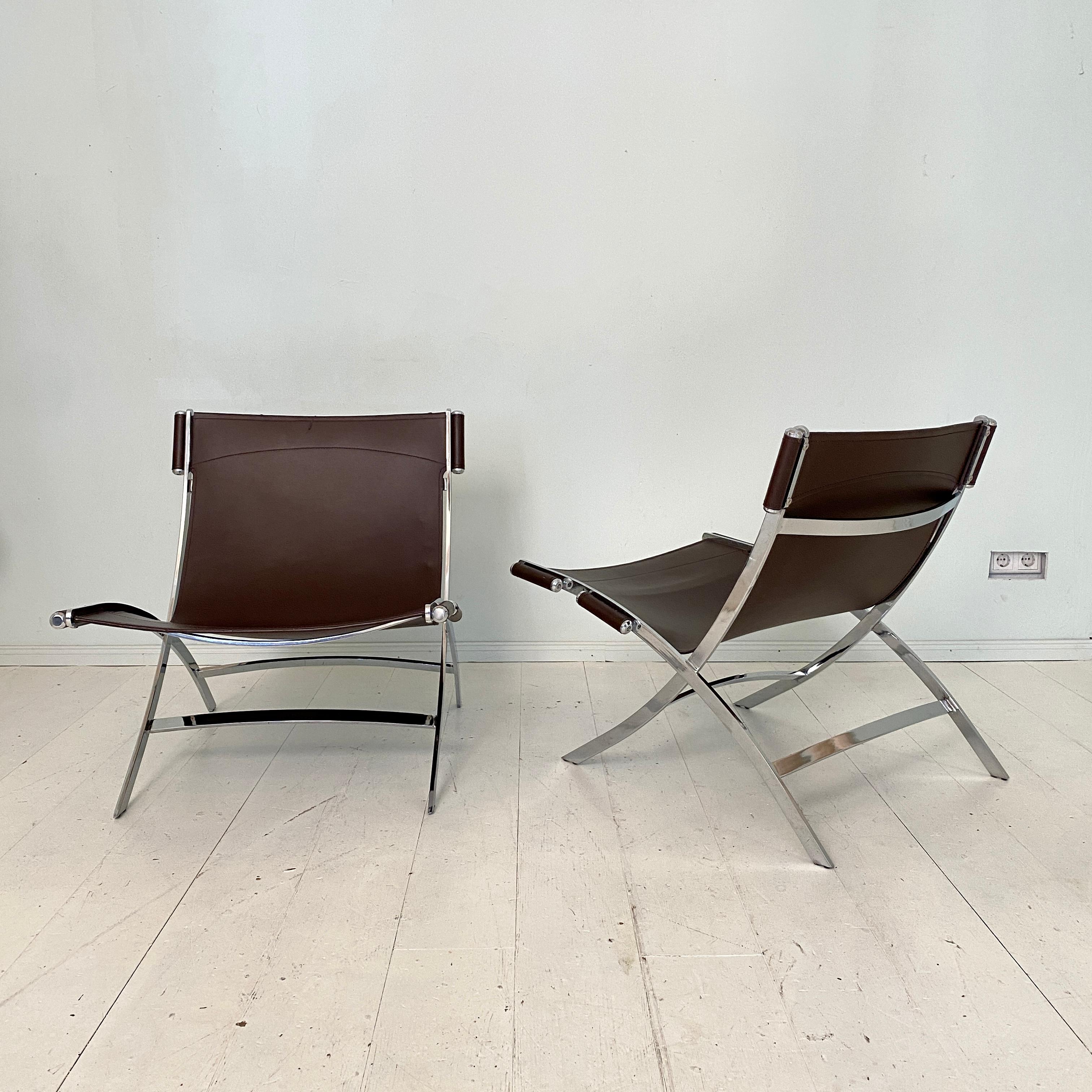 Pair of Lounge Chairs by Antonio Citterio in Chrome and Leather for Flexform 5