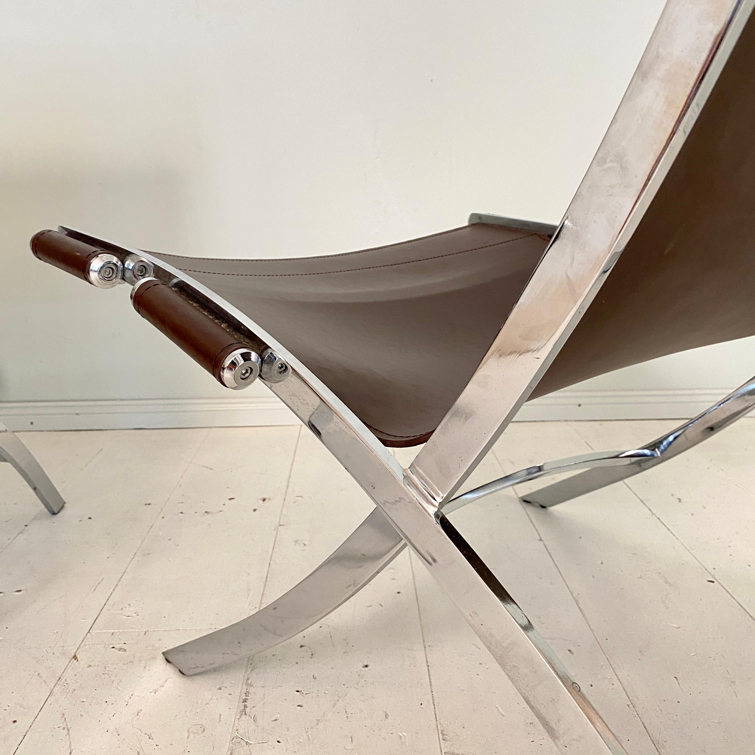 Pair of Lounge Chairs by Antonio Citterio in Chrome and Leather for Flexform 6