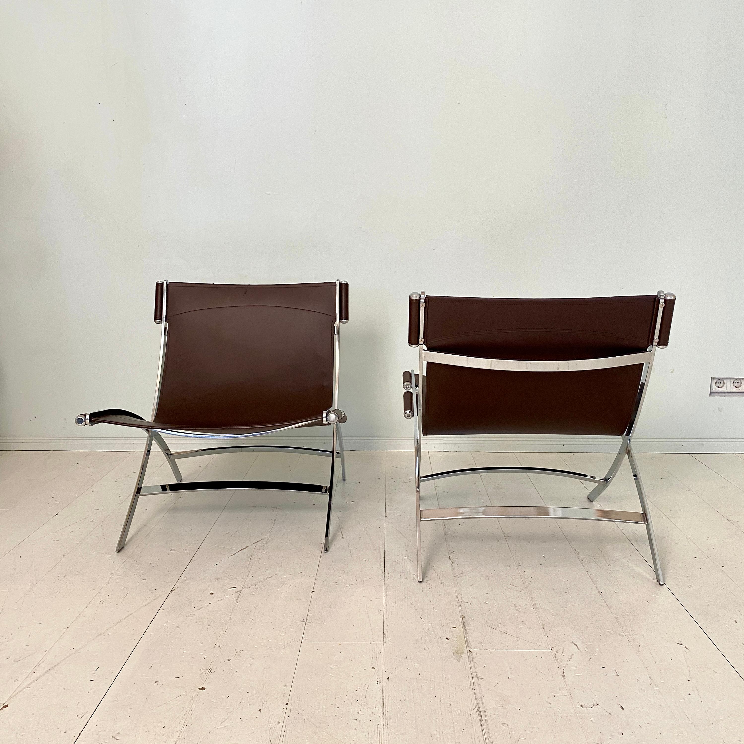 Pair of Lounge Chairs by Antonio Citterio in Chrome and Leather for Flexform 7