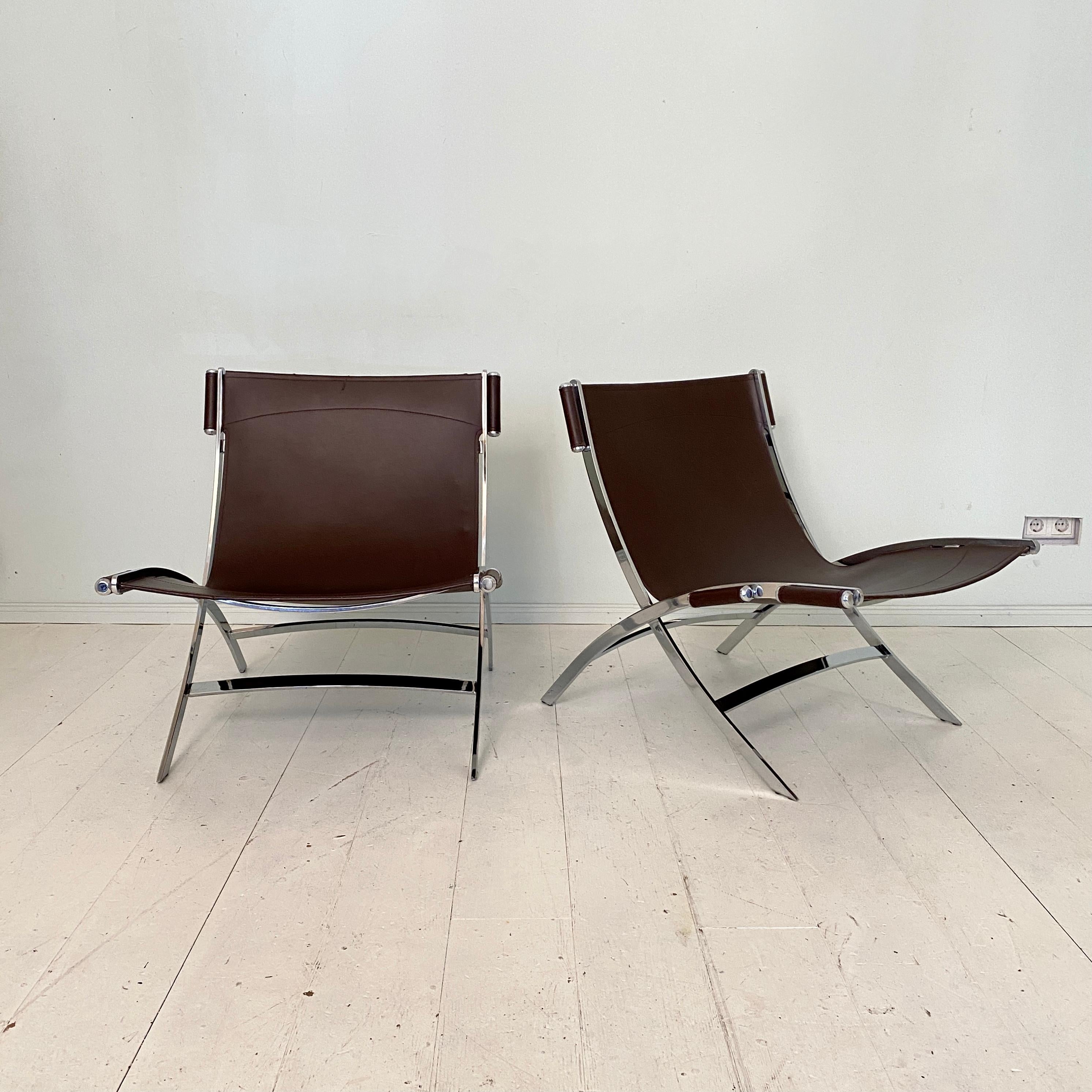 Pair of Lounge Chairs by Antonio Citterio in Chrome and Leather for Flexform 13