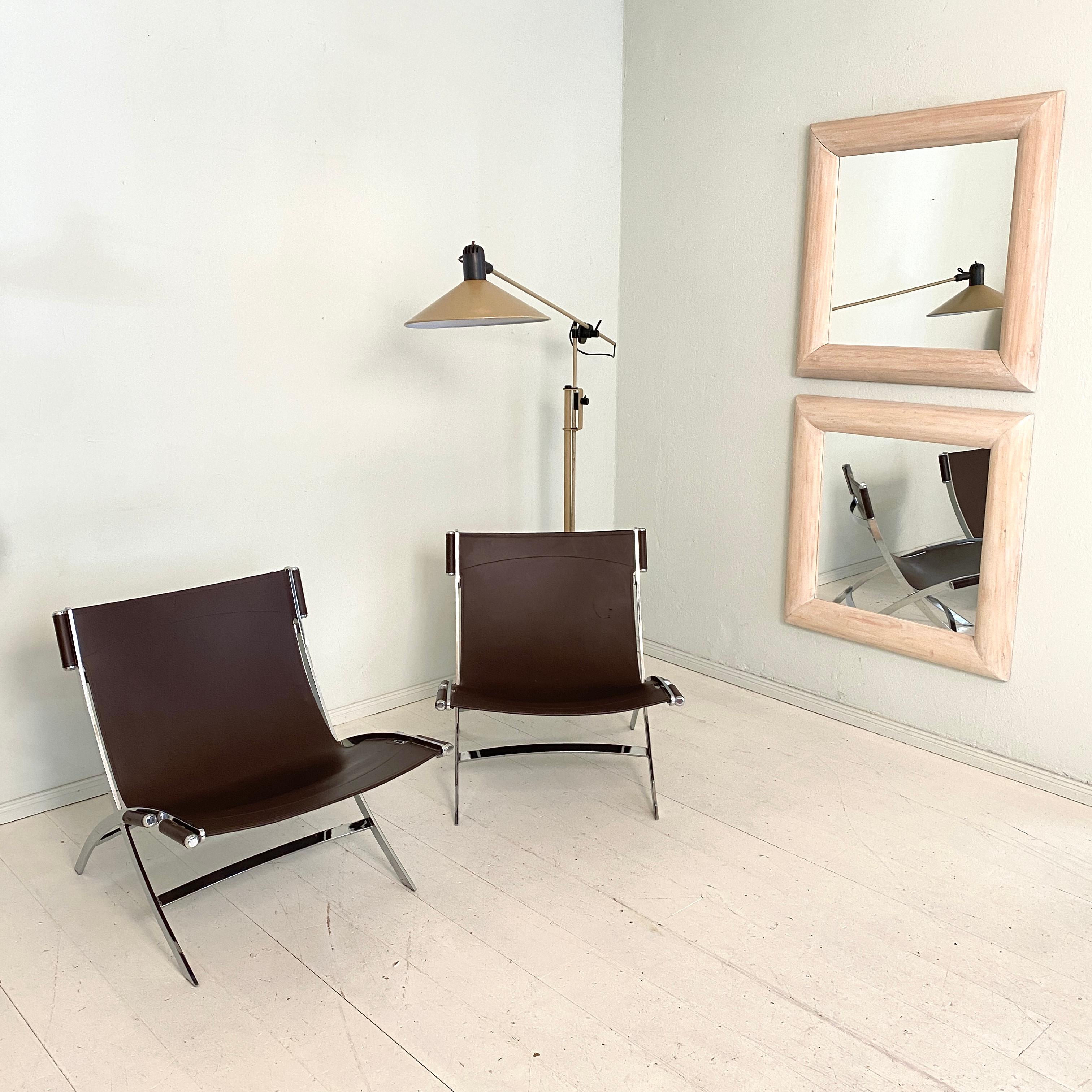 Pair of Lounge Chairs by Antonio Citterio in Chrome and Leather for Flexform 1