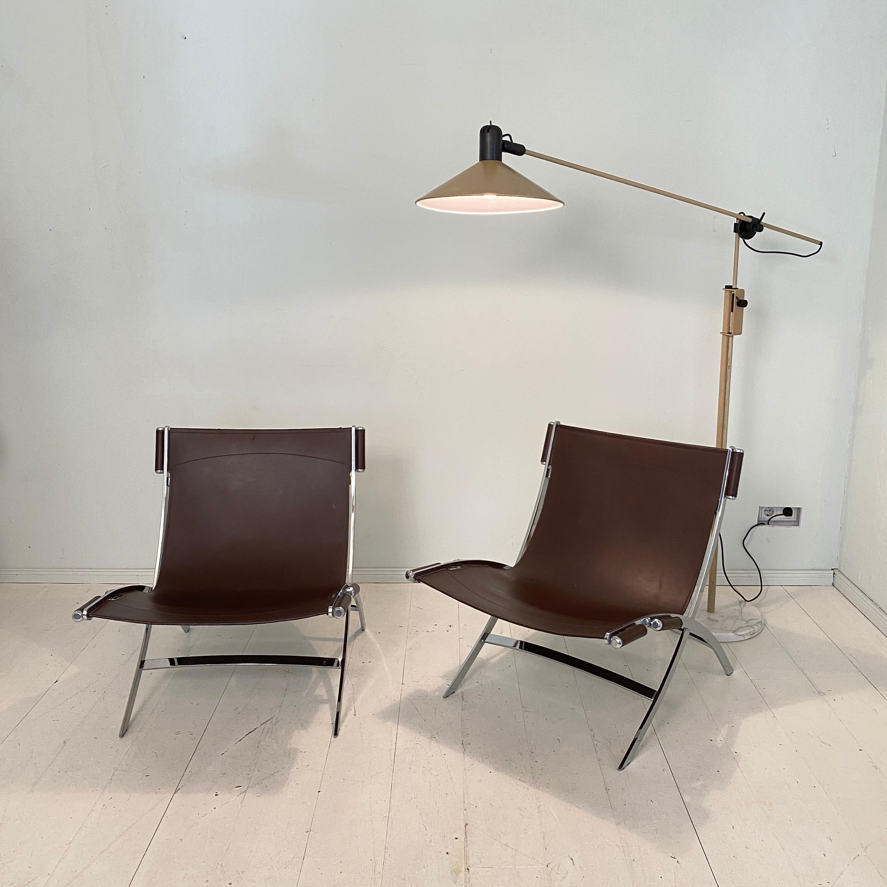 Pair of Lounge Chairs by Antonio Citterio in Chrome and Leather for Flexform 2