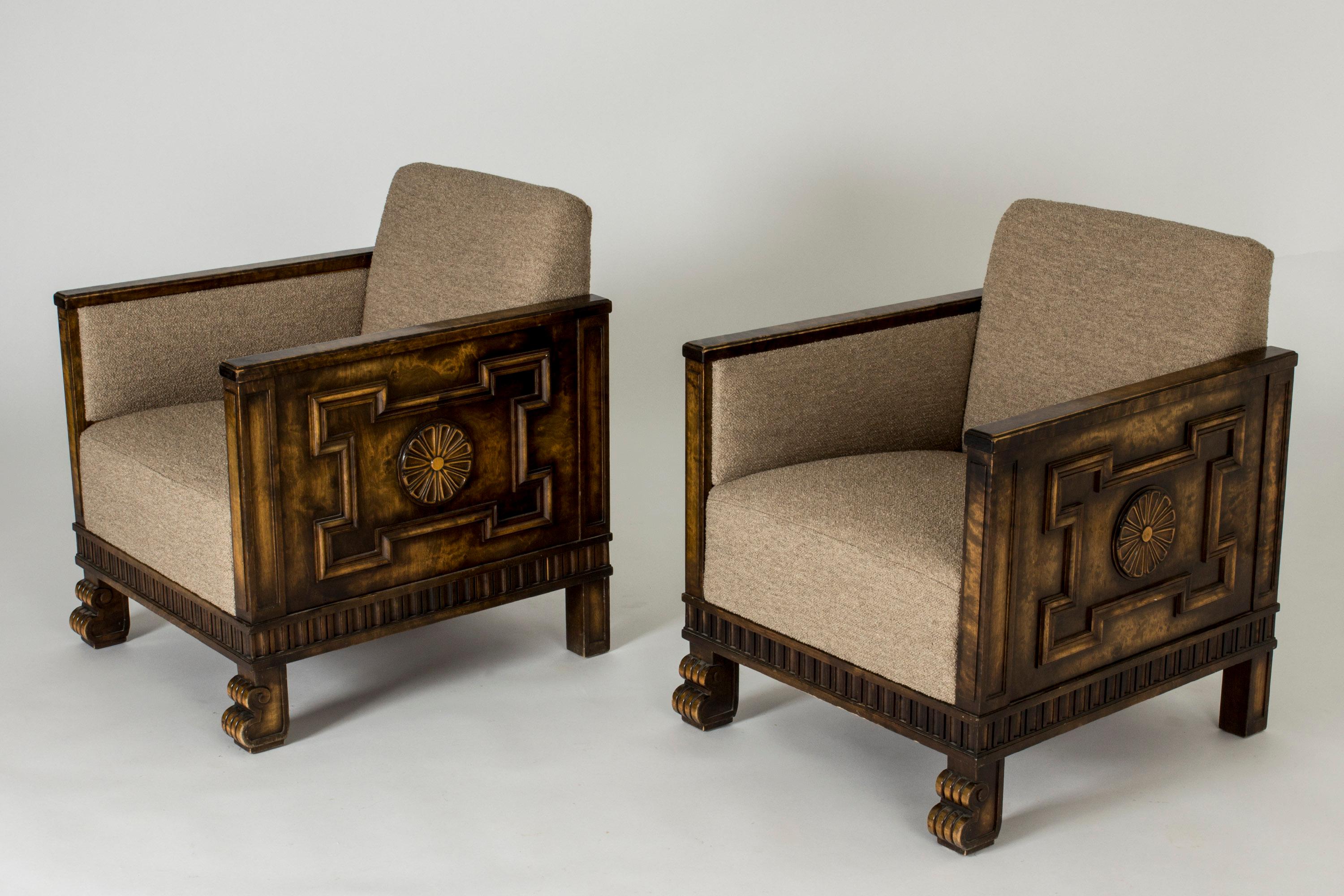 Early 20th Century Pair of Lounge Chairs by Axel Einar Hjorth, Bodafors, Sweden, 1926 For Sale