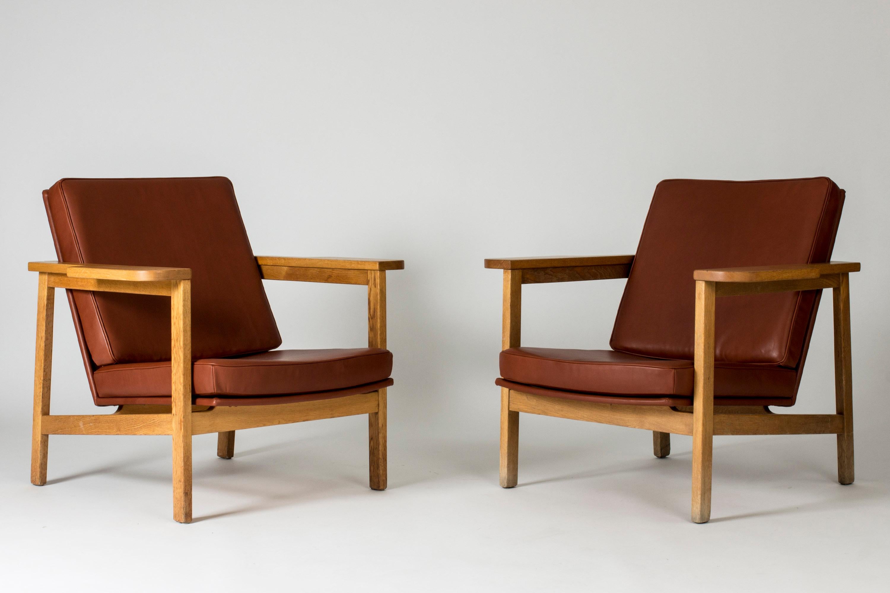 Scandinavian Modern Pair of Lounge Chairs by Carl-Axel Acking for Nordiska Kompaniet, Sweden, 1950s For Sale