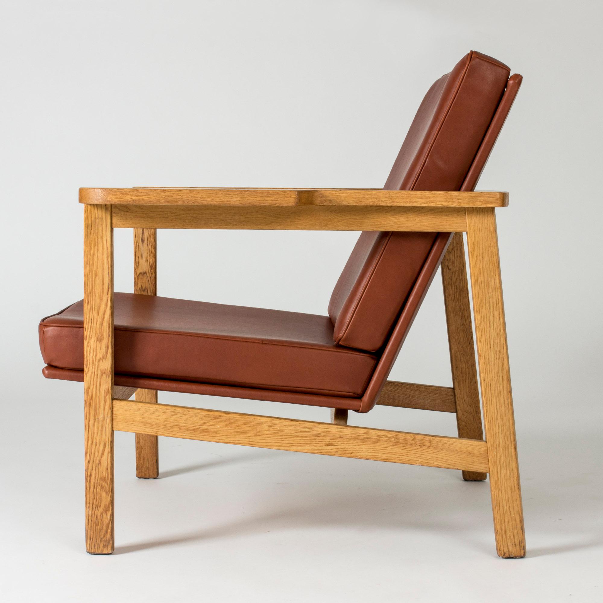 Leather Pair of Lounge Chairs by Carl-Axel Acking for Nordiska Kompaniet, Sweden, 1950s For Sale