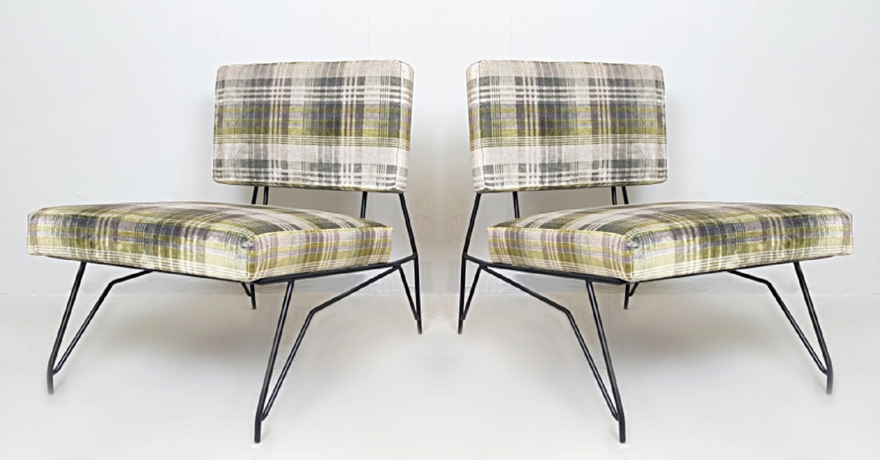 Metal Pair of Lounge Chairs by Cerruti Di Lissone, Italy, 1950s