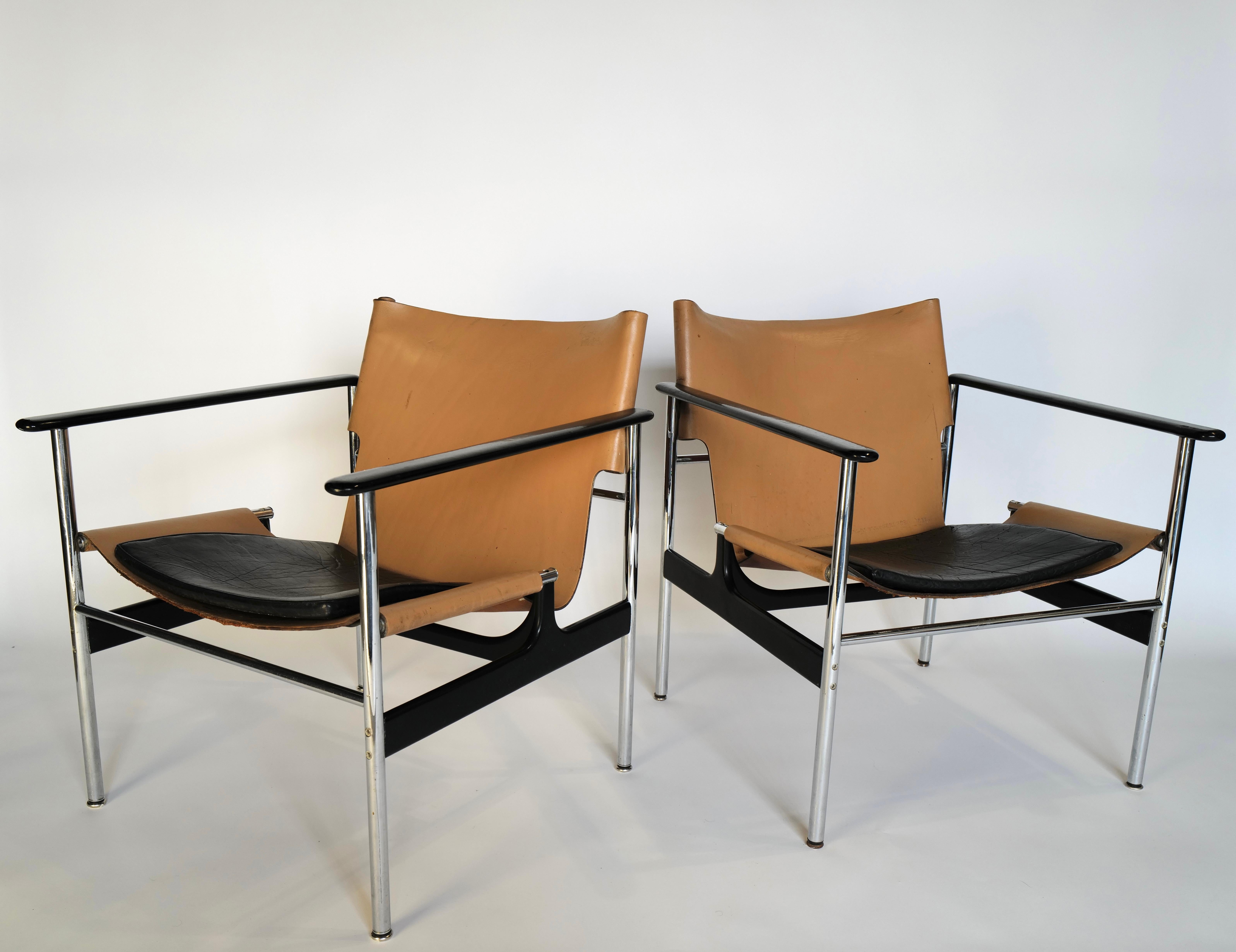 Mid-Century Modern Paire de fauteuils de salon par Charles Pollock pour Knoll en vente