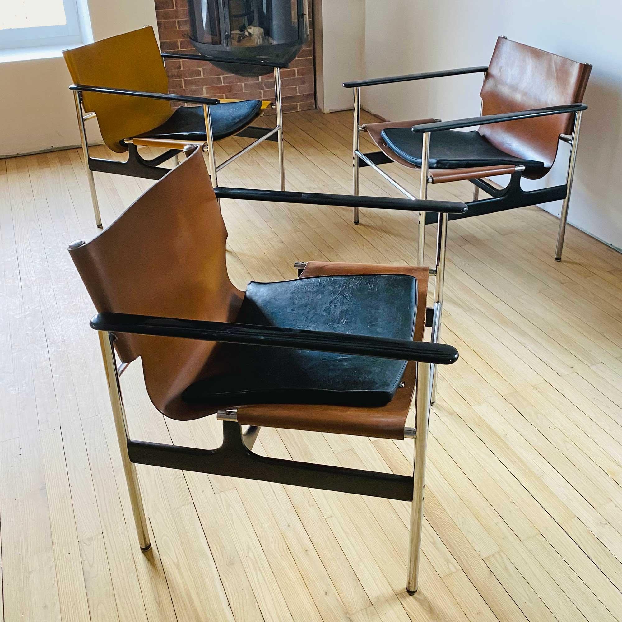 Paire de fauteuils de salon par Charles Pollock pour Knoll Bon état - En vente à Grenoble, FR