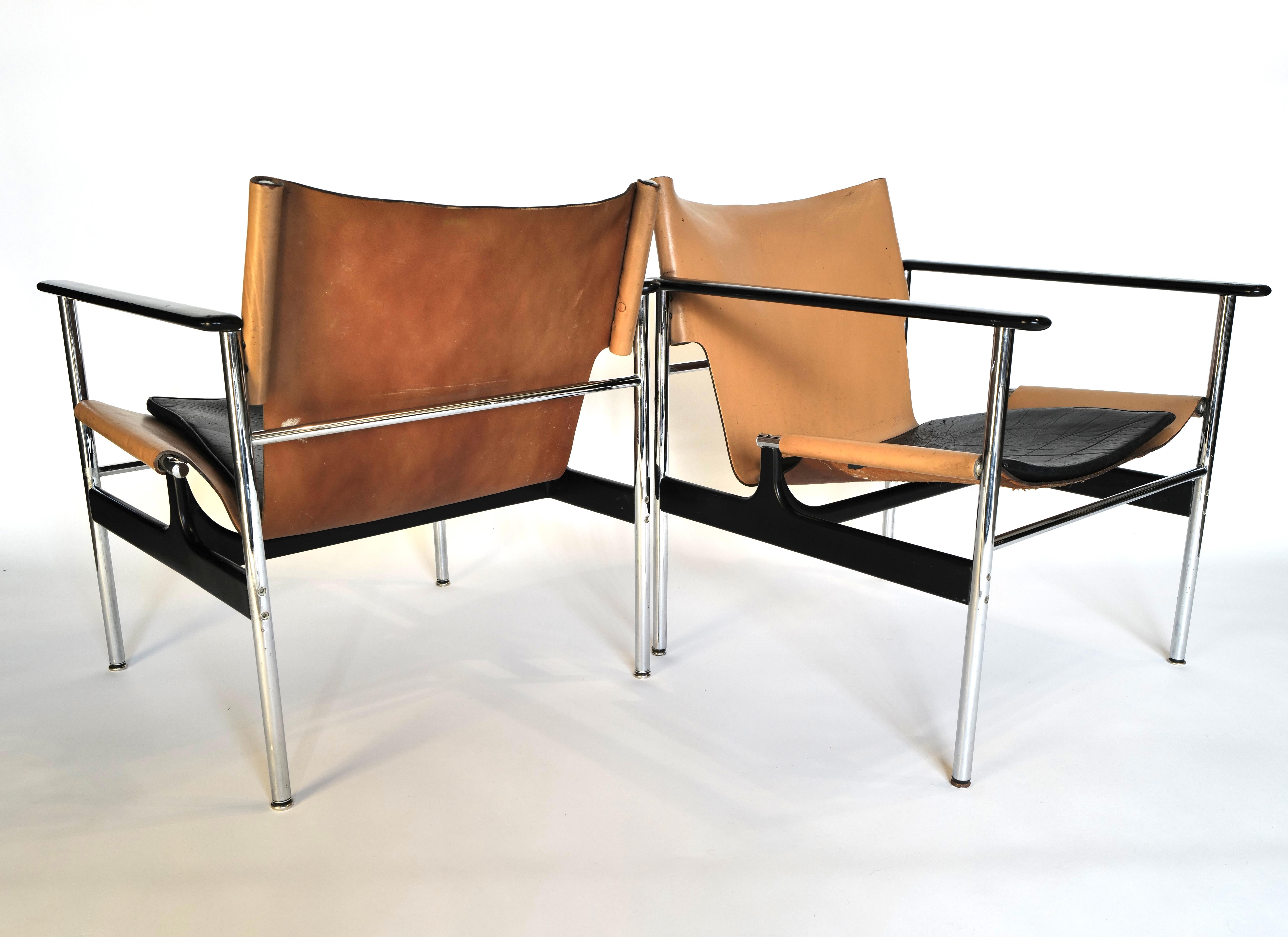 Steel Pair of Lounge Chairs by Charles Pollock for Knoll For Sale