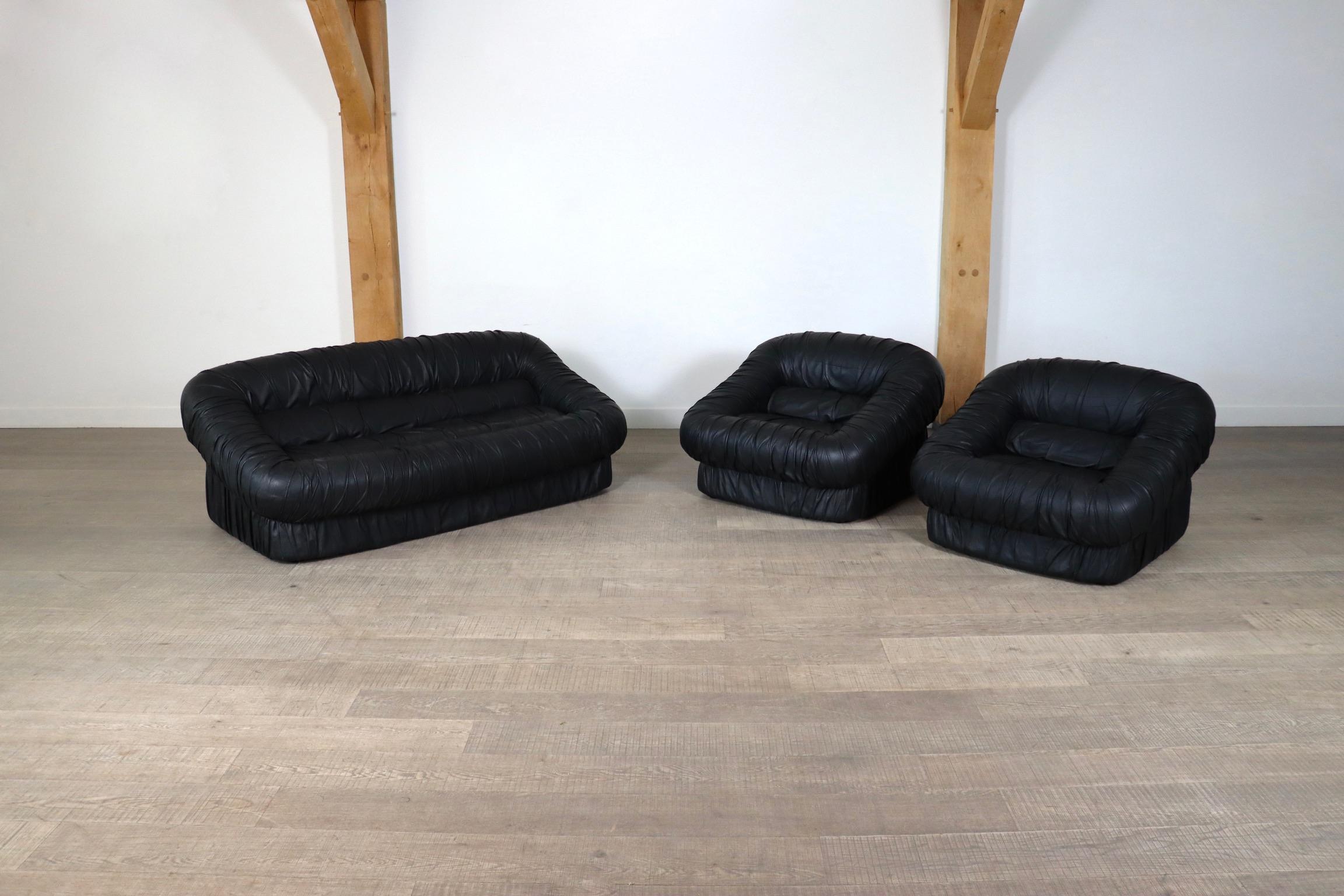 Paar Loungesessel von De Pas, D'Urbino & Lomazzi in Leder für Dall'Oca 1970 im Angebot 9