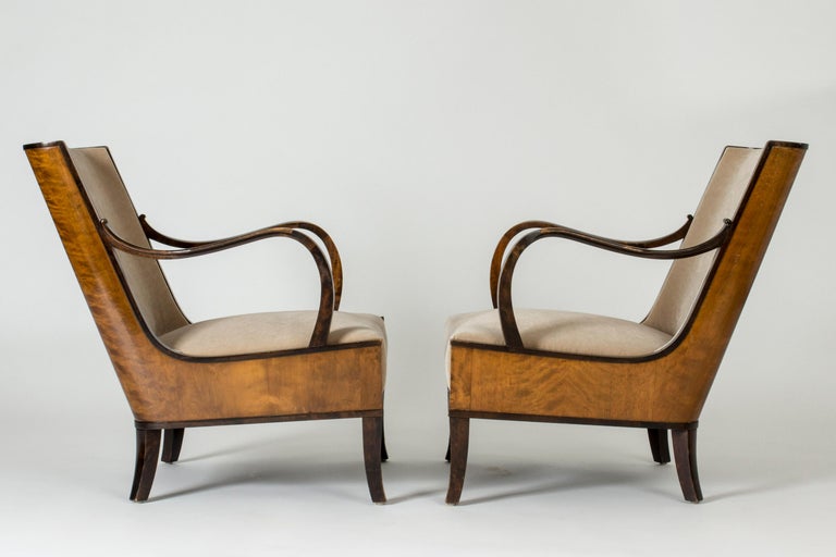 Scandinavian Modern Pair of Lounge Chairs by Erik Chambert, Sweden, 1930s