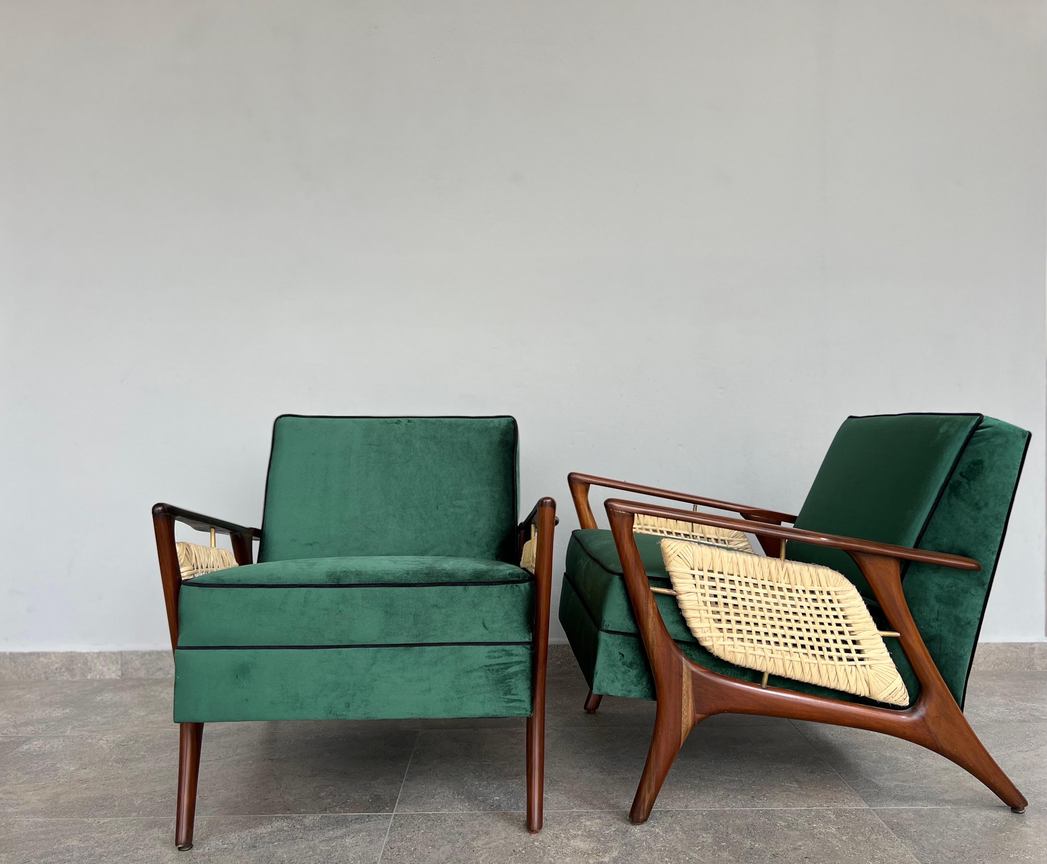 Mid-20th Century Pair of Lounge Chairs by Eugenio Escudero  For Sale