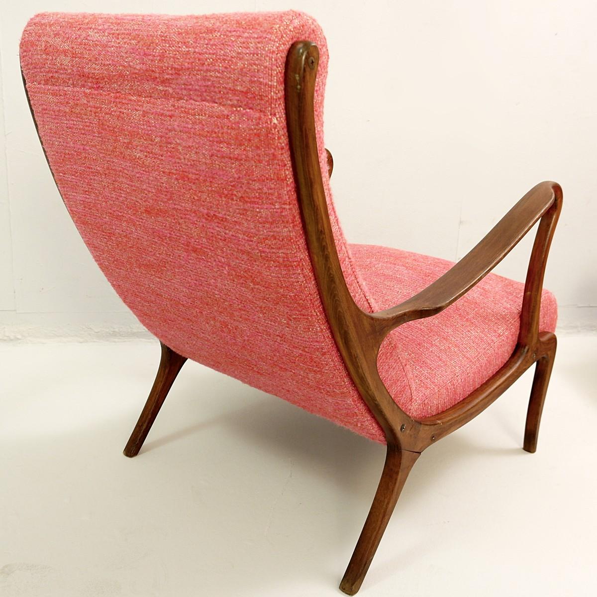 Pair of Lounge Chairs by Ezio Longhi, 1950s, New Upholstery 2