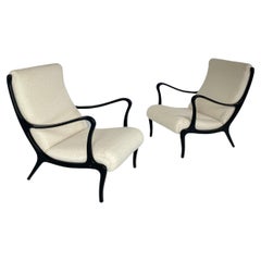 Pair of Lounge Chairs by Ezio Longhi, 1950s, New Upholstery