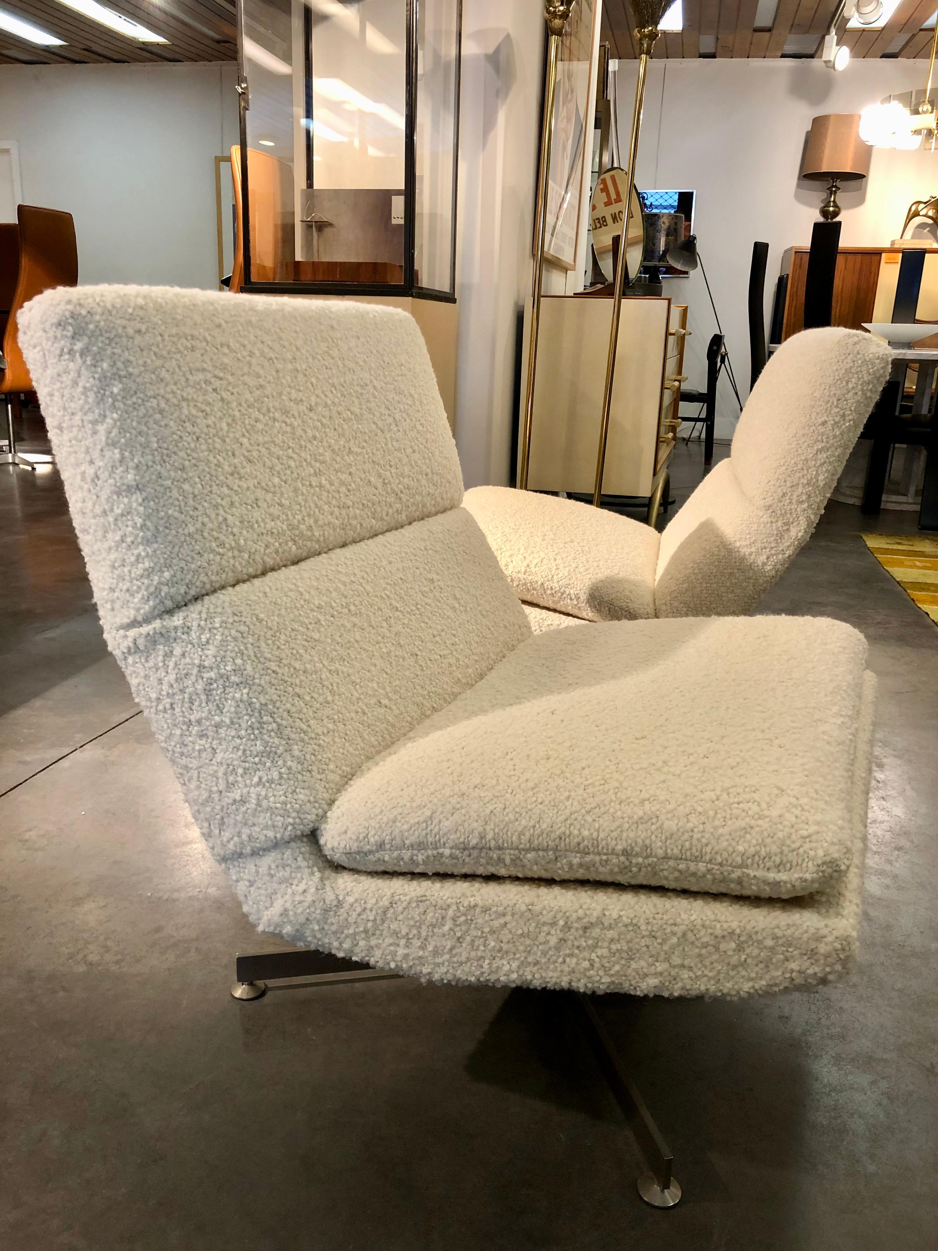 Pair of Lounge Chairs by George van Rijck 1970 In Good Condition In Bruxelles, BE