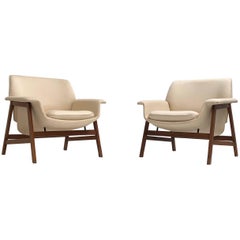 Pair of lounge chairs by  Gianfranco Frattini , 1956,  choose your own fabric.