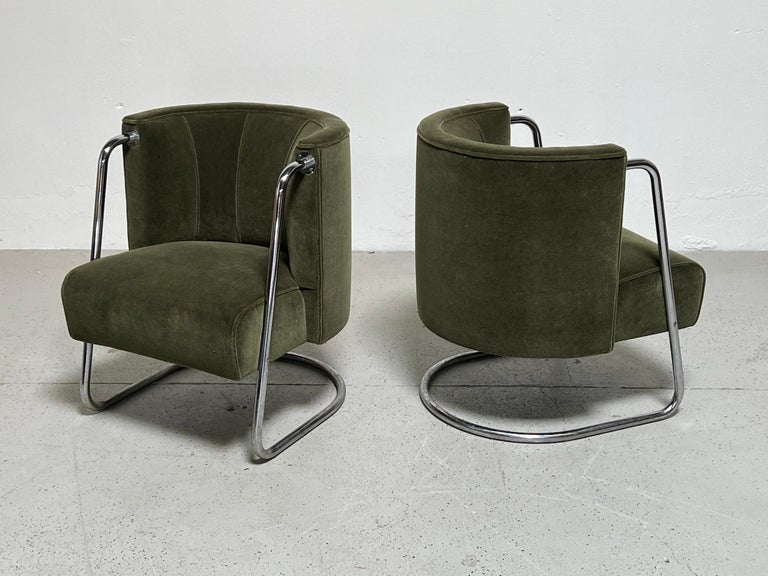 Mohair Pair of Lounge Chairs by Gilbert Rohde for Troy Sunshade Company 