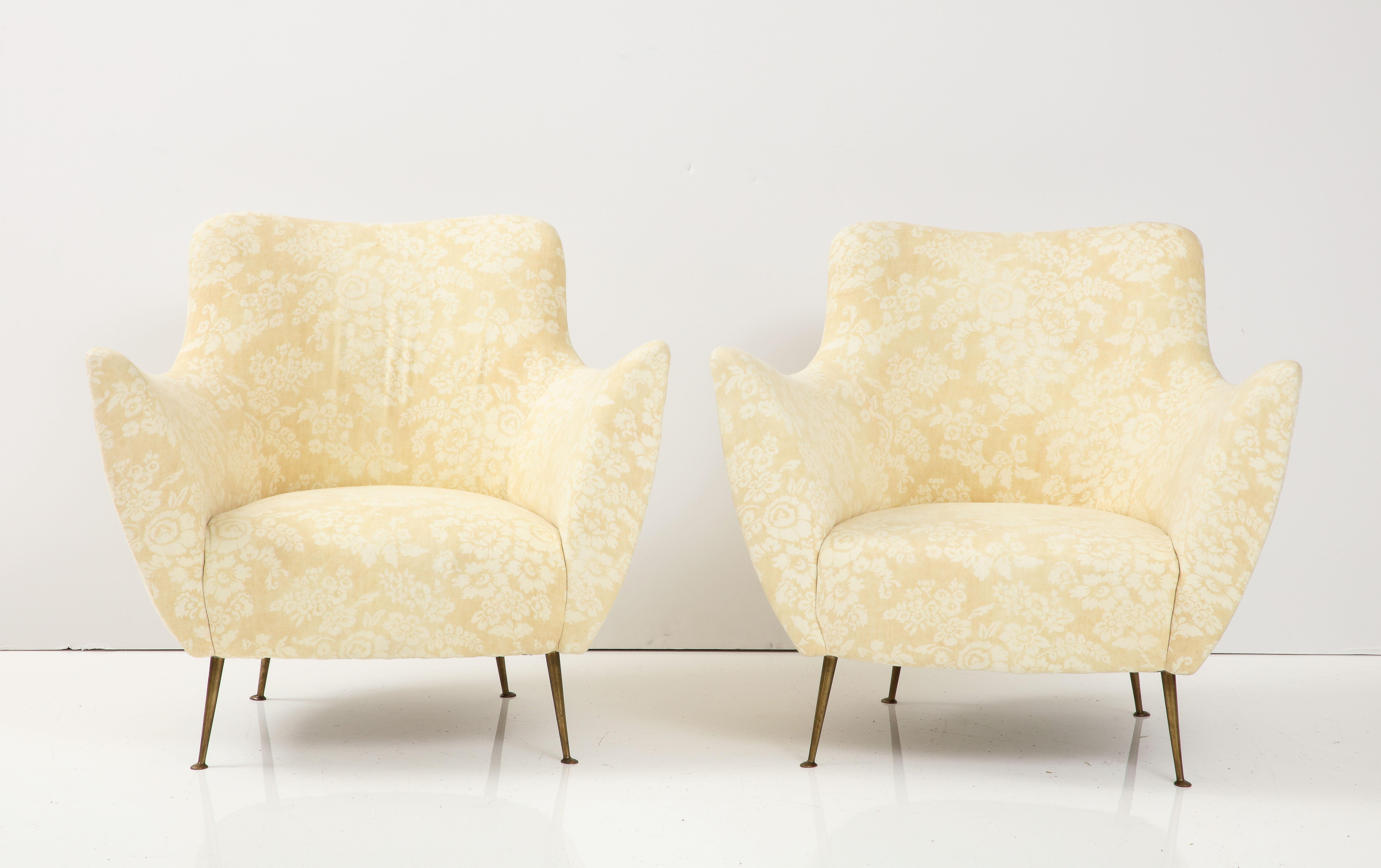 Mid-Century Modern Pair of Lounge Chairs by Guglielmo Veronesi, Italy, c. 1950s 