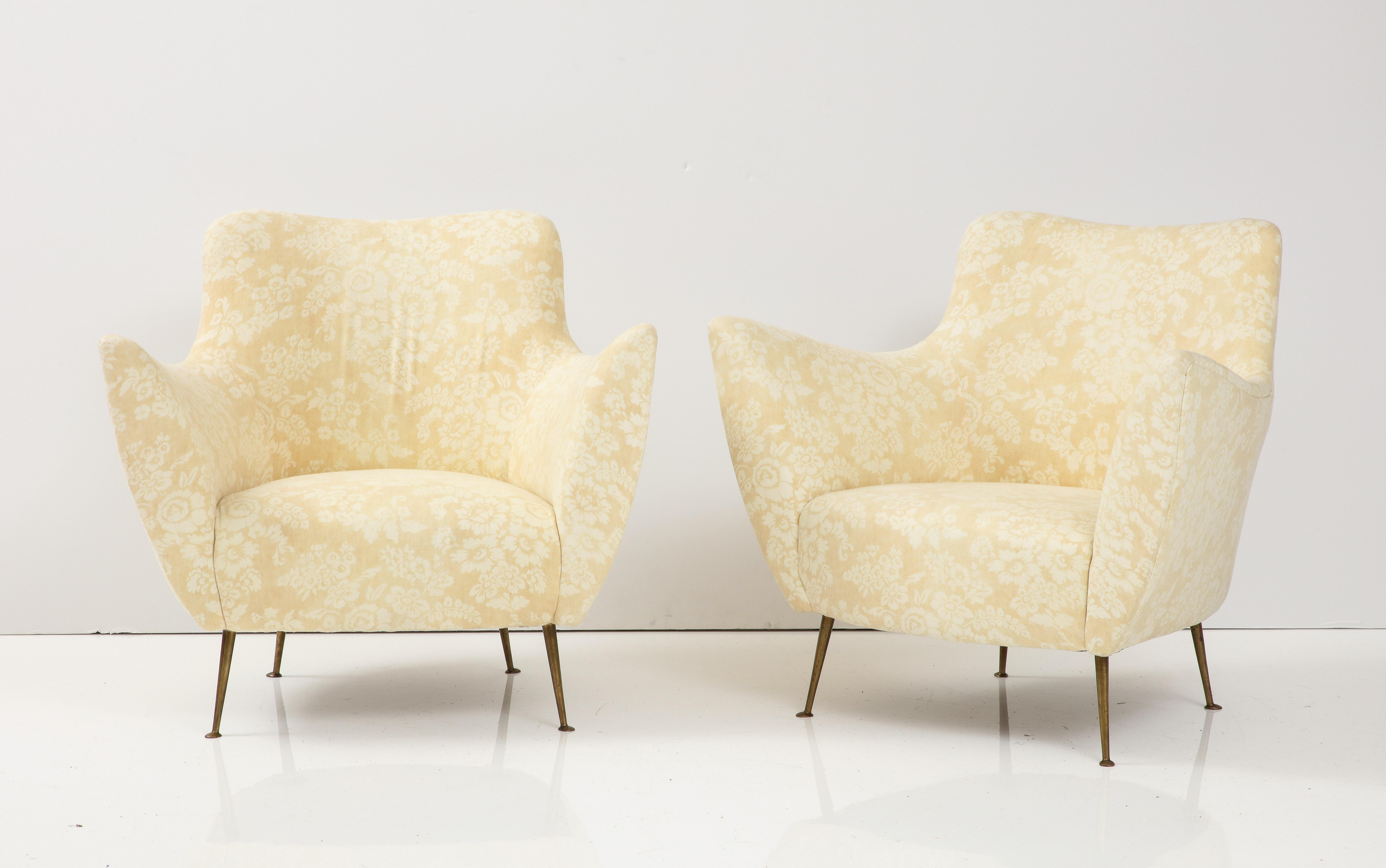 Italian Pair of Lounge Chairs by Guglielmo Veronesi, Italy, c. 1950s 