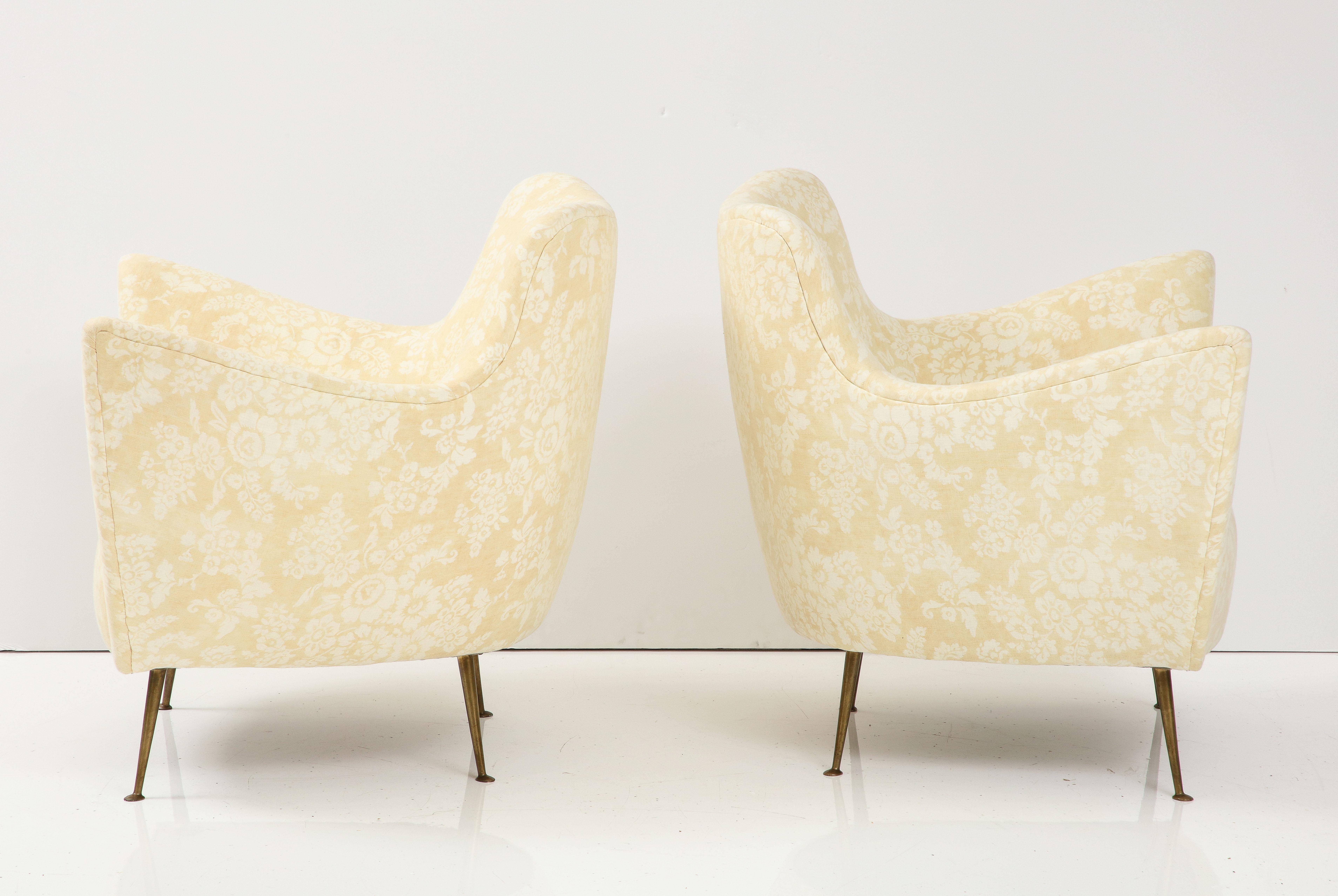 Mid-20th Century Pair of Lounge Chairs by Guglielmo Veronesi, Italy, c. 1950s 