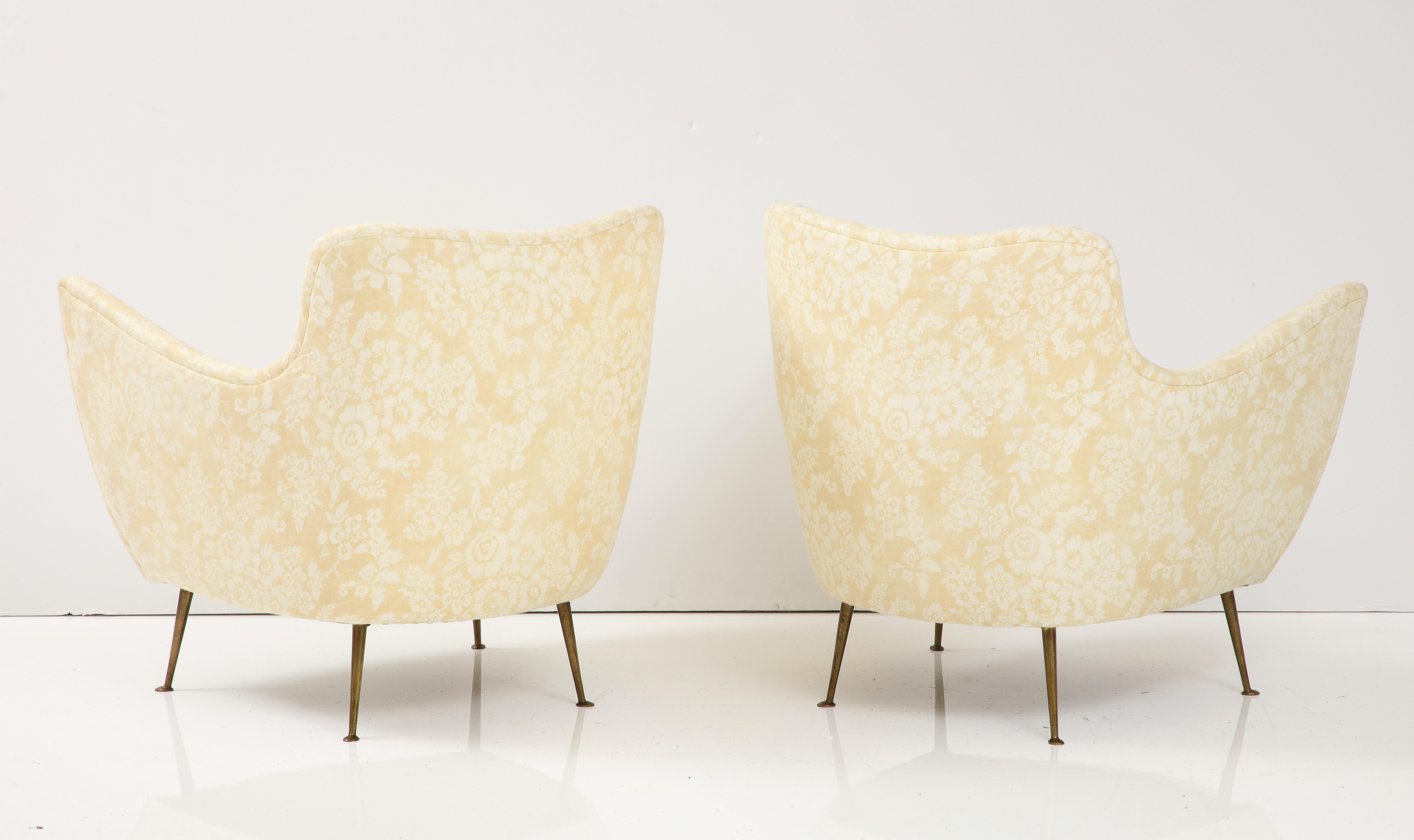 Upholstery Pair of Lounge Chairs by Guglielmo Veronesi, Italy, c. 1950s 