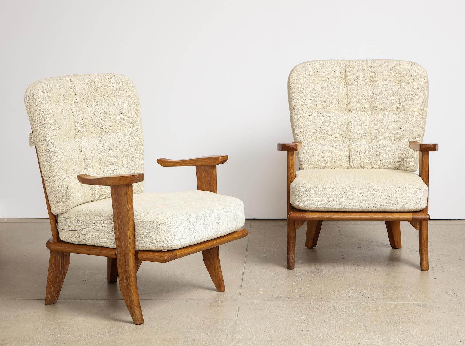 French Pair of Lounge Chairs by Guillerme & Chambron for Votre Maison