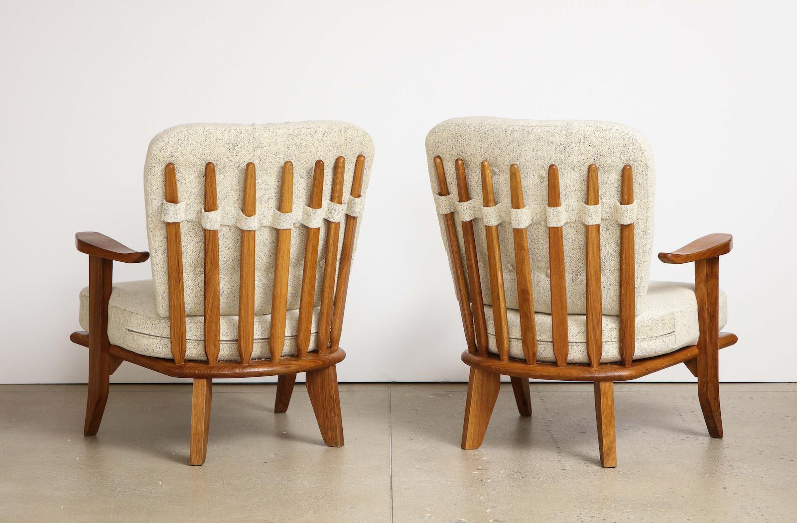 Fabric Pair of Lounge Chairs by Guillerme & Chambron for Votre Maison