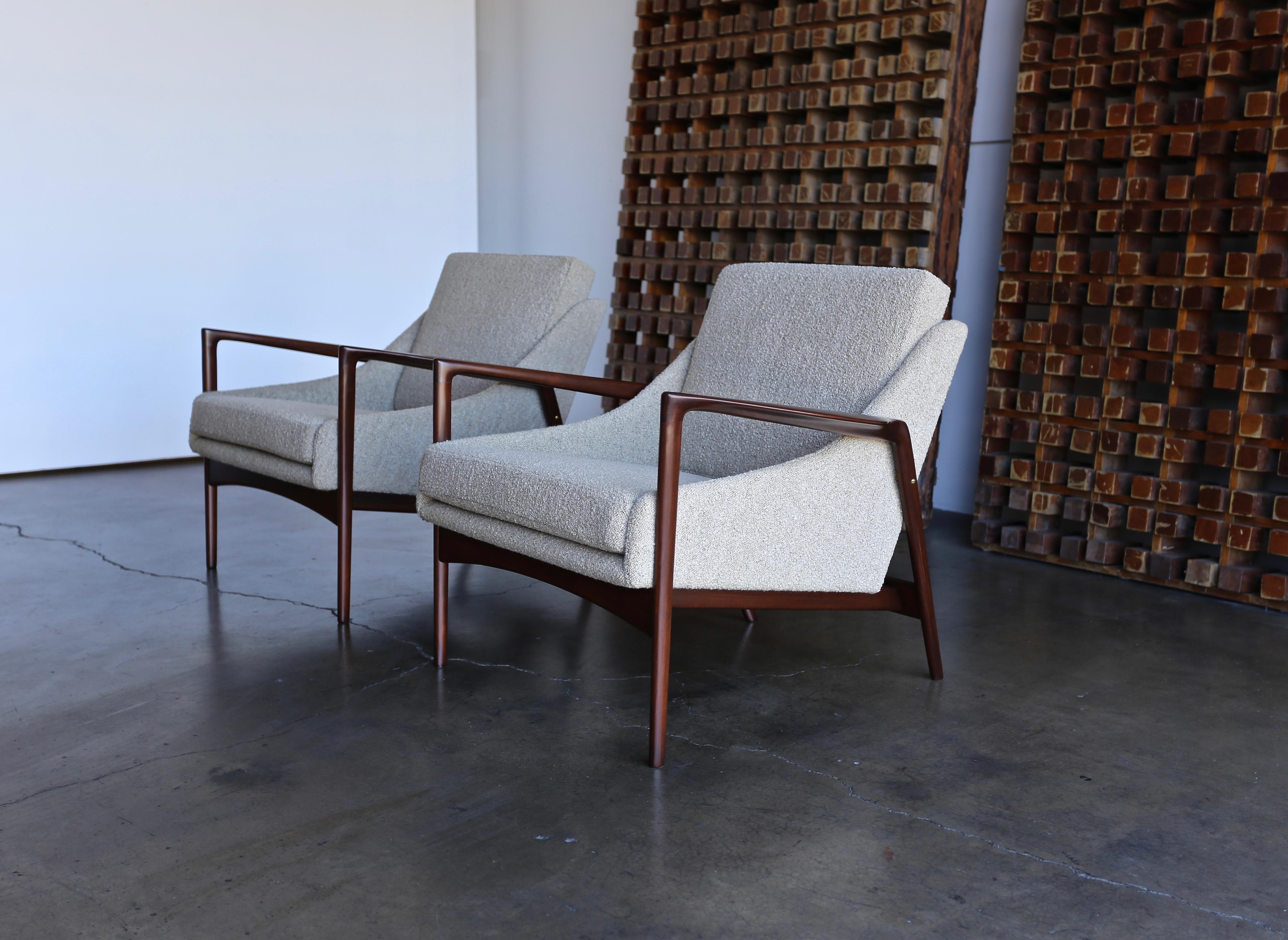 Stained Pair of Lounge Chairs by Ib Kofod-Larsen