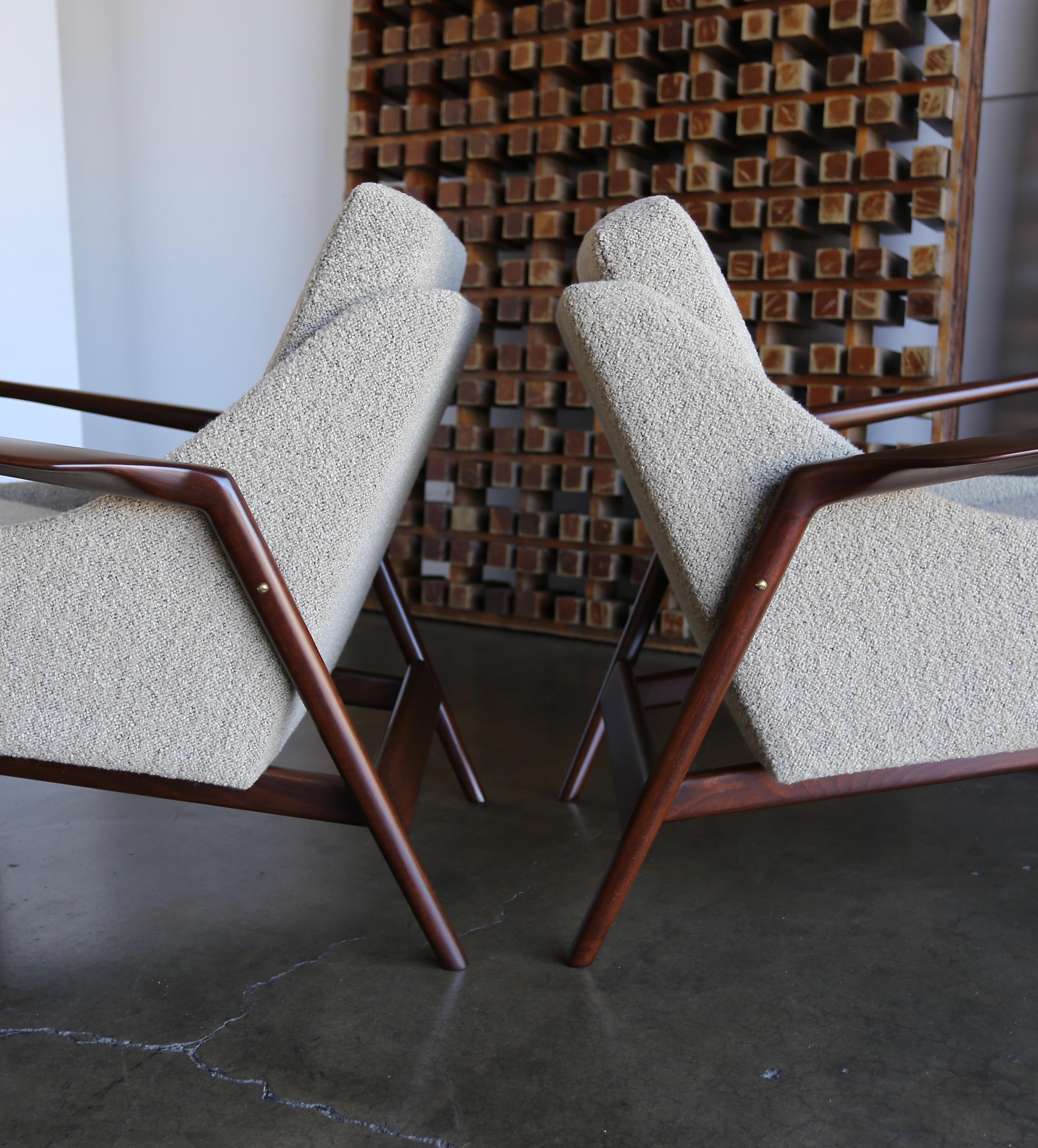 Wood Pair of Lounge Chairs by Ib Kofod-Larsen